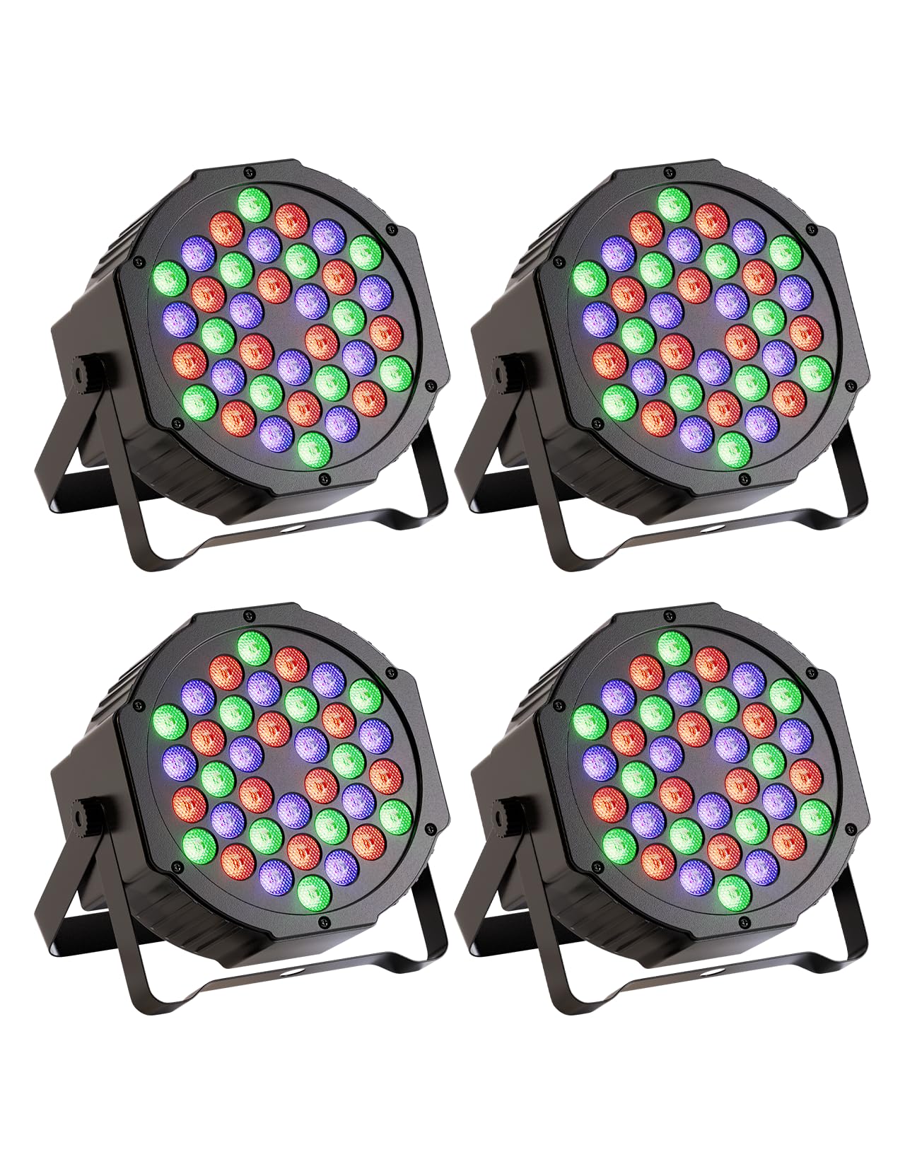 JAJALUYA LED Par Lights 36 LED Stage Lights 7 Modes RGB DJ Lights with Sound Activated Remote and DMX Control DJ Uplighting for Birthday Party Events Wedding Christmas Stage Lighting (4 Packs)