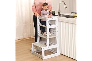 SDADI Mother's Helper Adjustable Height Plastic Kitchen Step Stool for Children