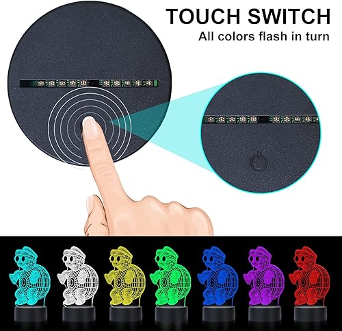 Miniatura 3 de Sombrero para niños, luz nocturna de tortuga para niños, lámpara de noche de ilusión 3D, lámpara de mesa LED USB, luces reguladoras de intensidad