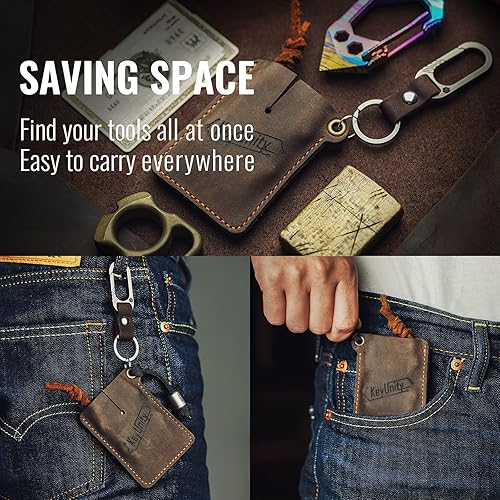 Miniatura 5 de KeyUnity Funda de cuero EDC organizador de bolsillo cosido a mano
