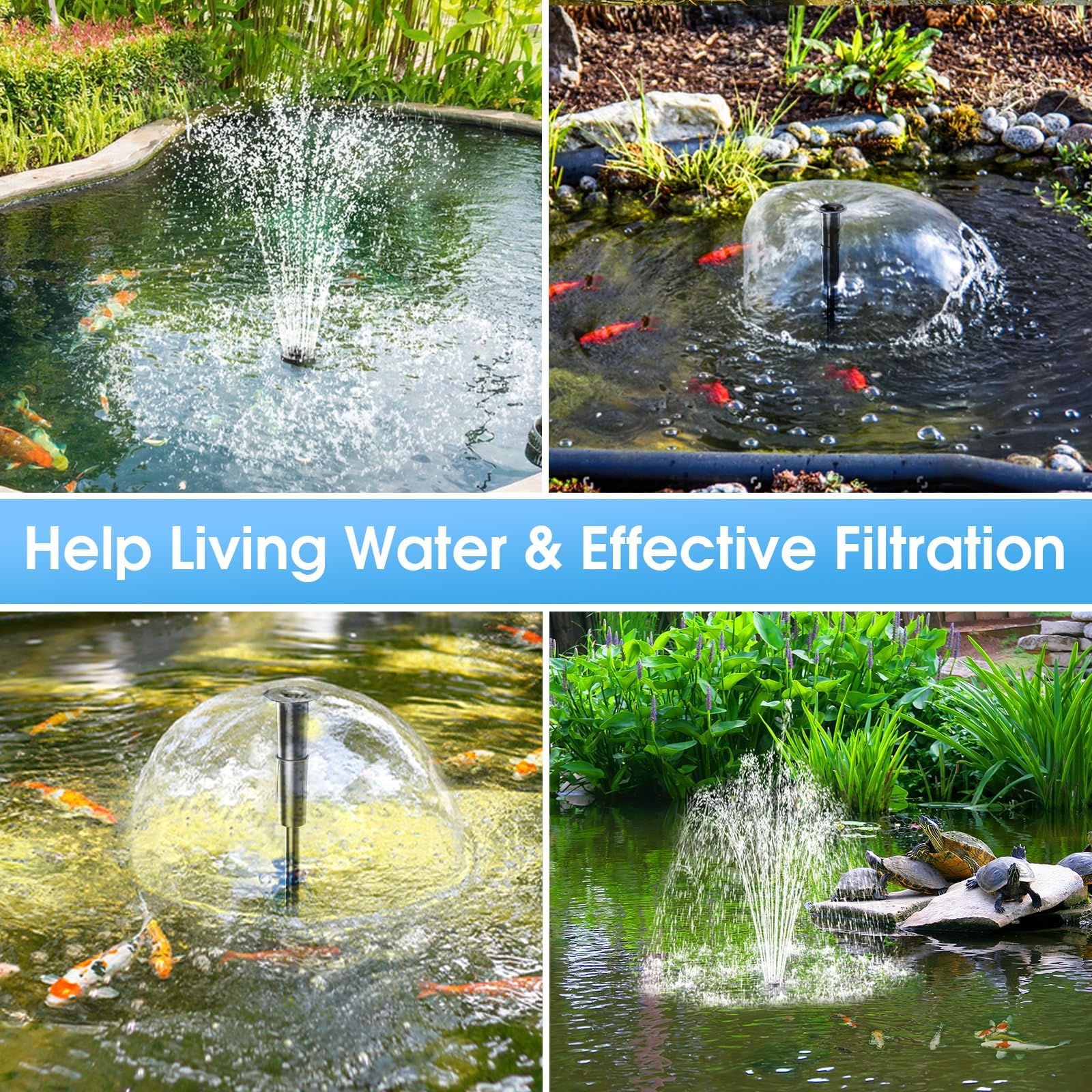 POPOSOAP Pond Filter with Pump Fountain Kits, 2500 L/H Pond Filter with 40W Pond Pump & Fountain Kit, Koi Pond Filters for Outdoor Ponds Clean, Clear, and Add Water Features(Corded Electric) — view 5