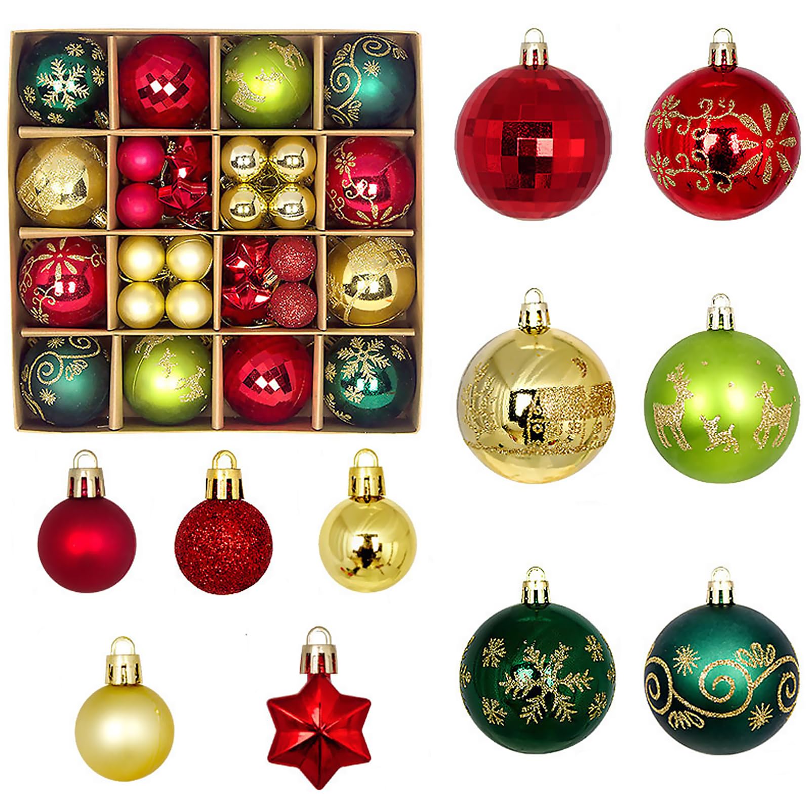 28 Palline Di Natale Glitterate Infrangibili In Plastica, Colori Rosso, Oro, Rosa E Champagne, Per Albero E Decorazioni Interne/esterne