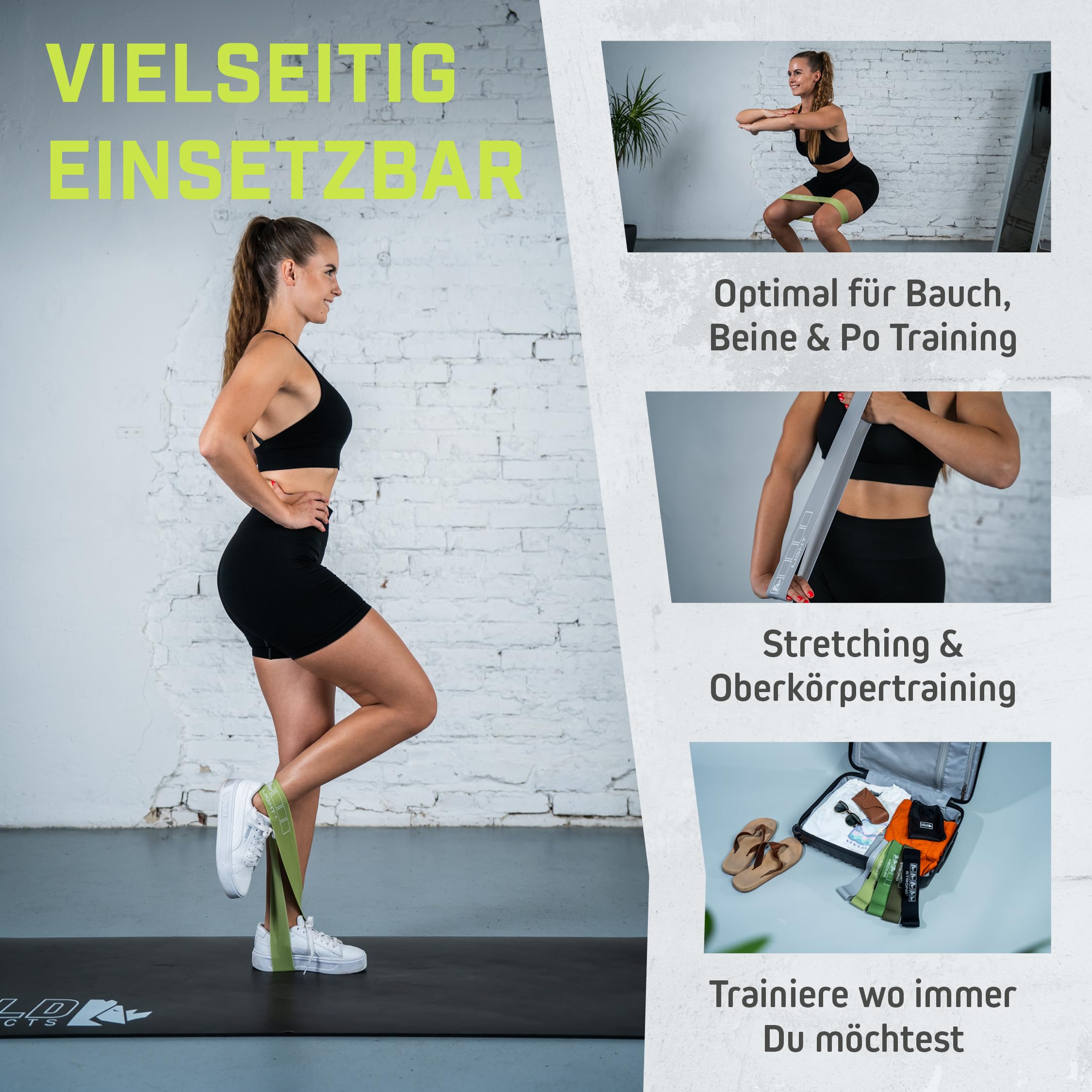 Wild Instincts Loop Bands Set aus Stoff - Mini Bands Stoff für Krafttraining - Fitnessbänder Stoff - Mini Resistance Band - Miniband Fitness - Stretch Band Fitness mit WebApp
