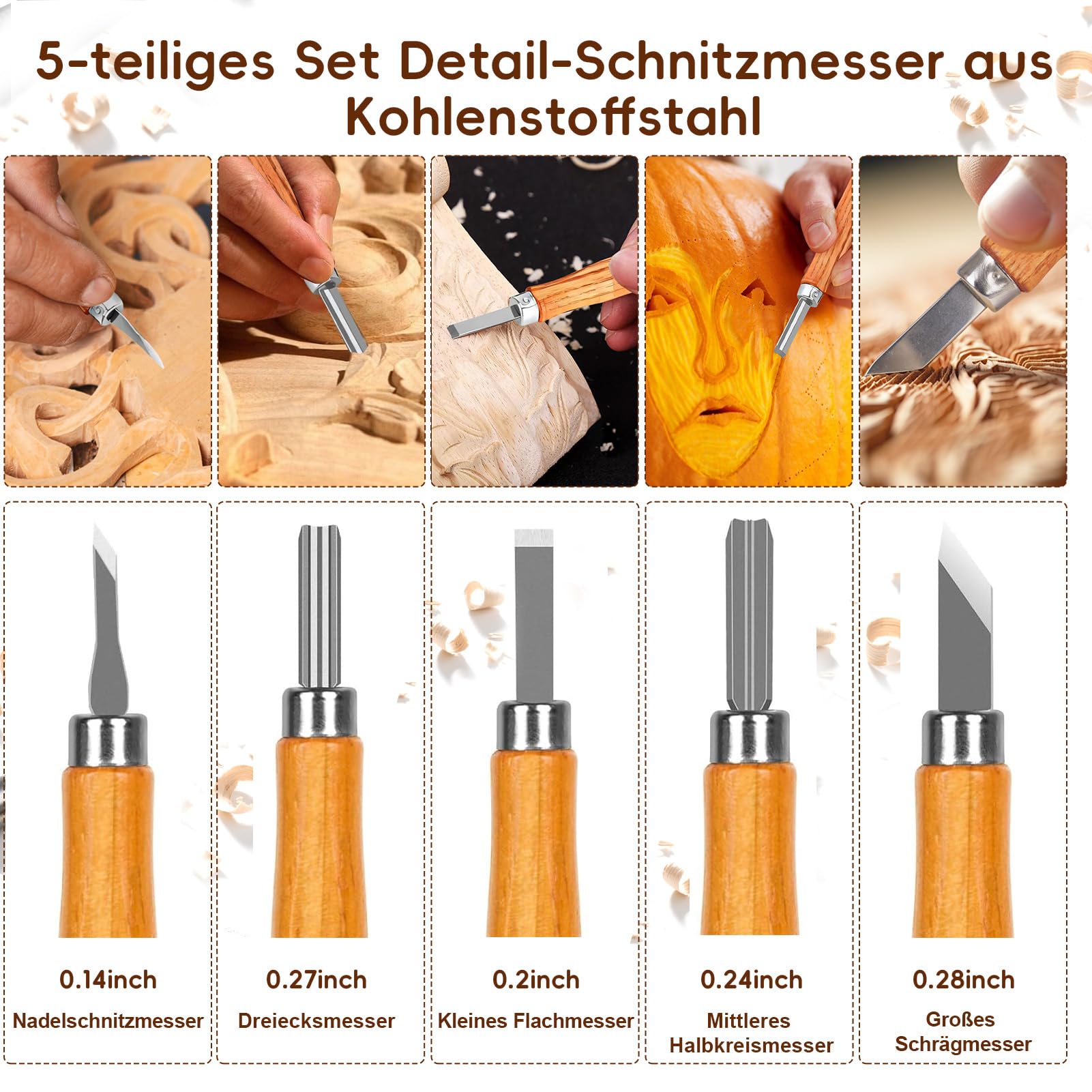 Holzschnitzwerkzeuge，27-teiliges Holzschnitzmesser-Set，Holzschnitzmesser-Werkzeugset für Anfänger mit PU-Ledertasche, feines Holzschnitzset für Heimwerker-Bildhauer und Holzbearbeitungsexperten