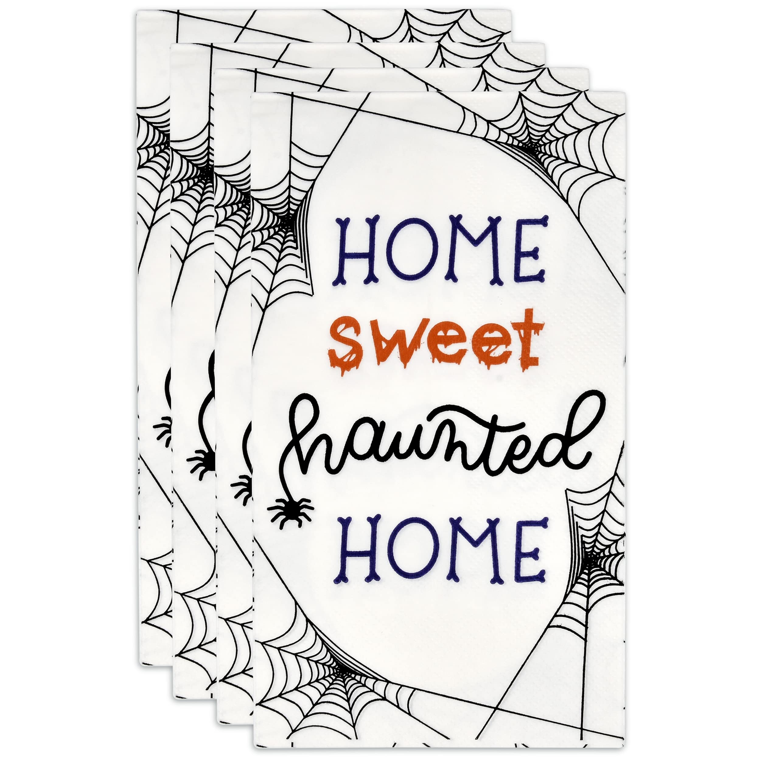 100 Halloween Guest Napkins for Bathroom Disposable Paper Towels 3 Ply Hand Towel Black Orange Purple Buffet Dinner Decorative Bath Home Party Napkin