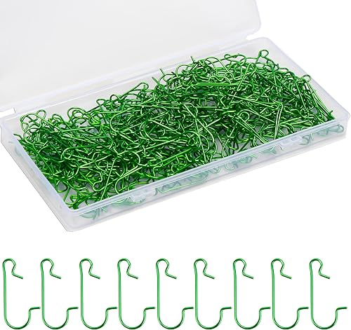 OCTERIC 300 ganchos de metal para adornos de Navidad, ganchos en forma de C para árboles, bolas, decoraciones colgantes de Navidad (verde)