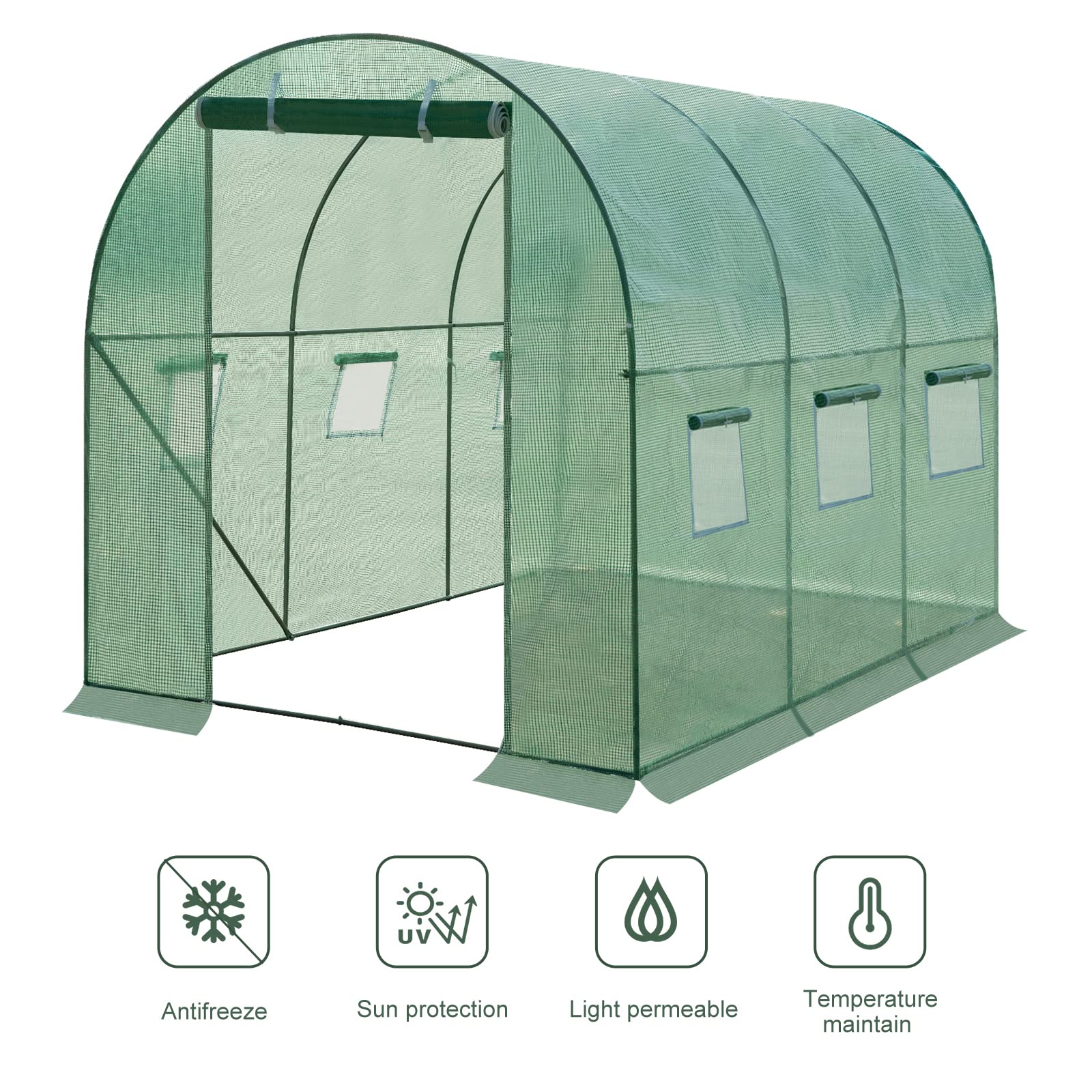 foliekas 141x74.5x205cm tomatenkas 15kg laadvermogen kas tuinhuis koude bak PE materiaal stalen buis tomatenkas groentekas met 4 planken plantenkas | NL