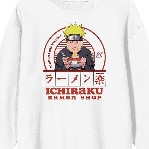 Miniatura 2 de Bioworld Naruto Shippuden Ichiraku Ramen Shop Crew Cuello Manga Larga Blanco Adulto Sudadera