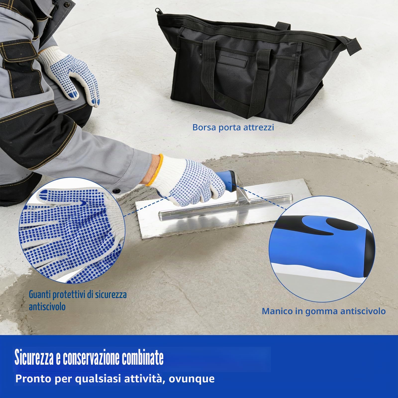Set di 9 cazzuole da muratore, set di cazzuole da muratore,in acciaio inox | Spatola per lisciare, cazzuole in legno, sigillante per calcestruzzo e fessura, strumento per stuccare il calcestruzzo set