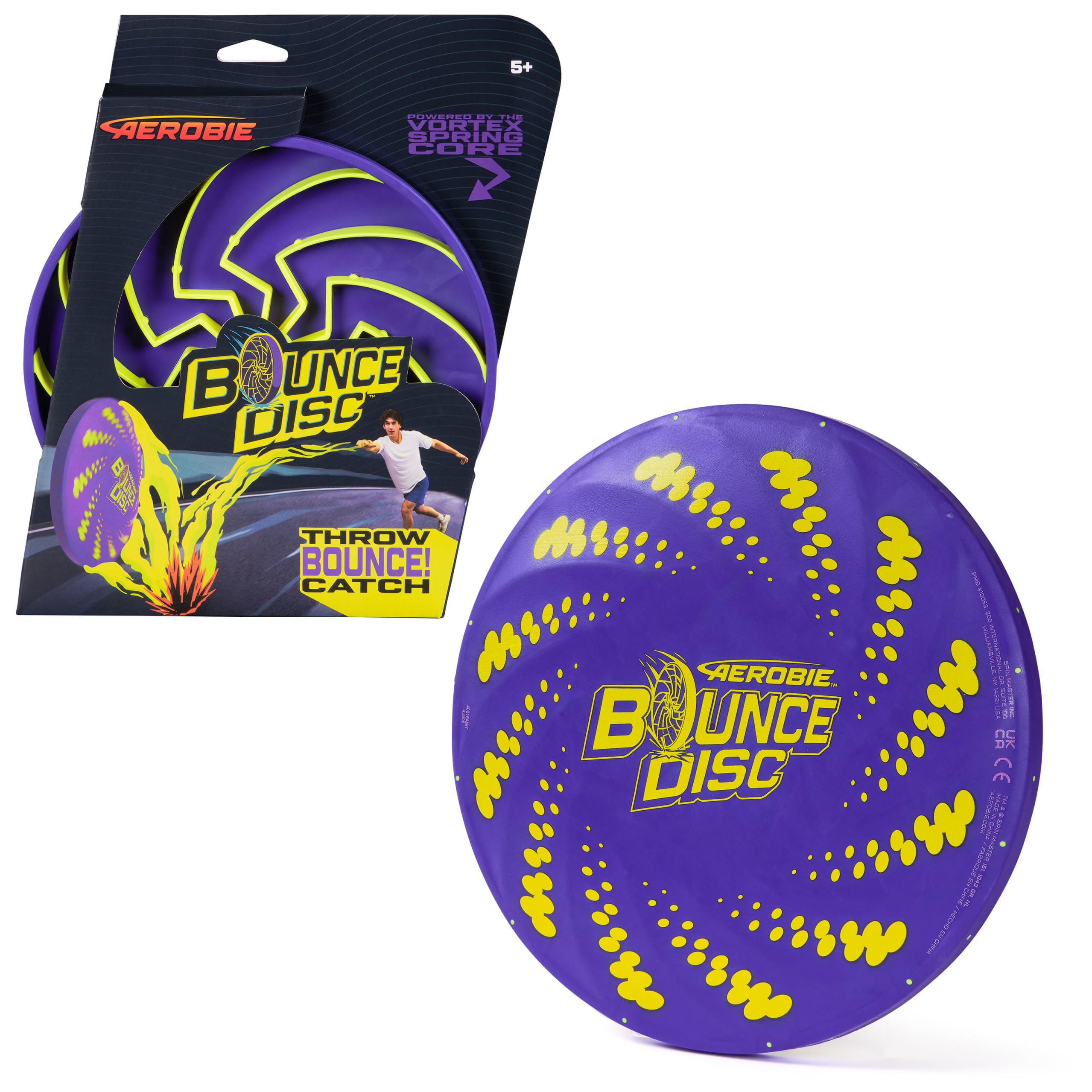 Aerobie Bounce Disc Outdoor Flying Ring Trick Shot Disc for Ages 5 | Improves Hand-Eye Coordination During Catch Play; Practice Trick Shots and Create Outdoor Games; Works On Ground and Walls product thumbnail 2