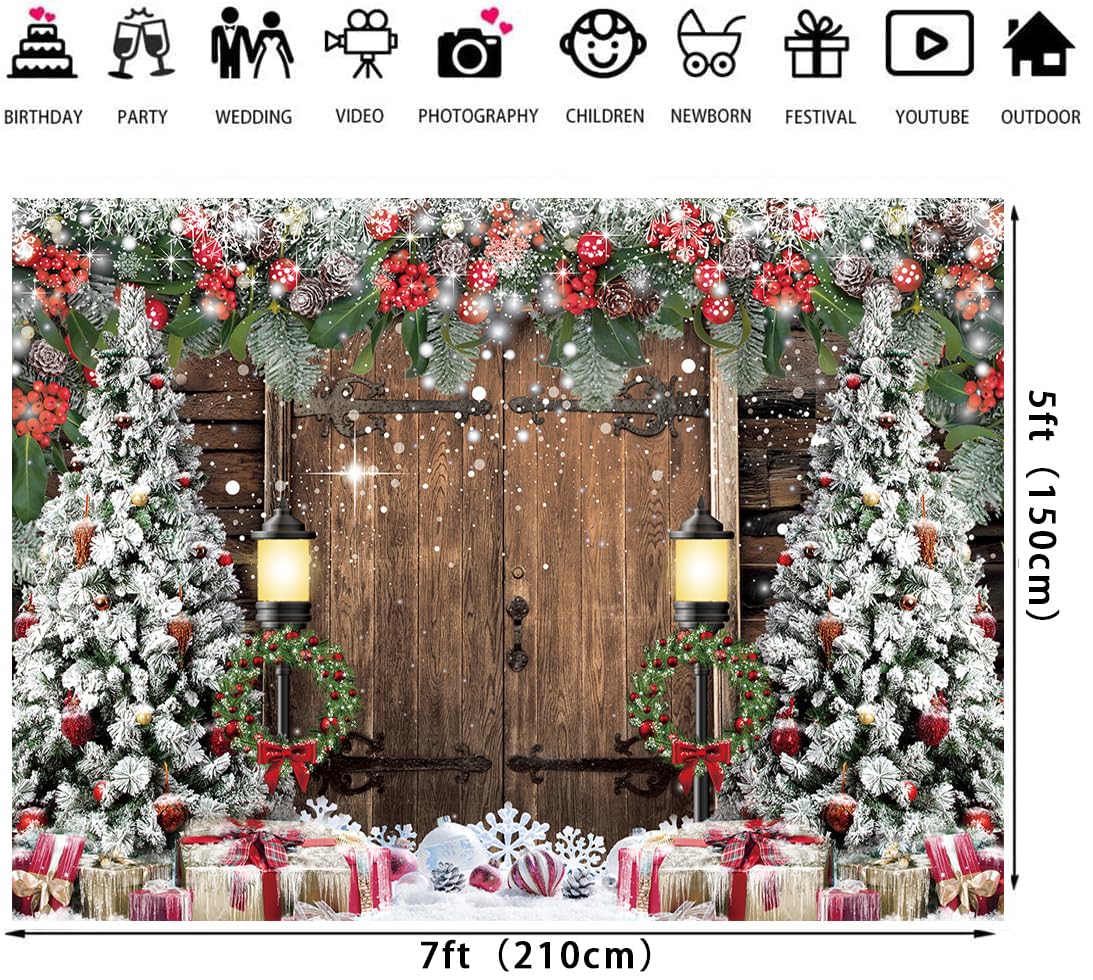 Amazon | 冬のクリスマス背景幕 写真撮影用 7x5フィート クリスマス