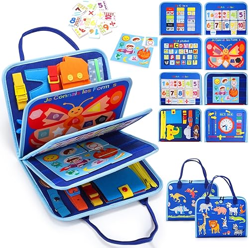 Miniatura 1 de HOLYFUN Juguete Montessori para niños de 1, 2, 3 y 4 años, tablero sensorial de actividad educativa para aprender habilidades motoras finas,