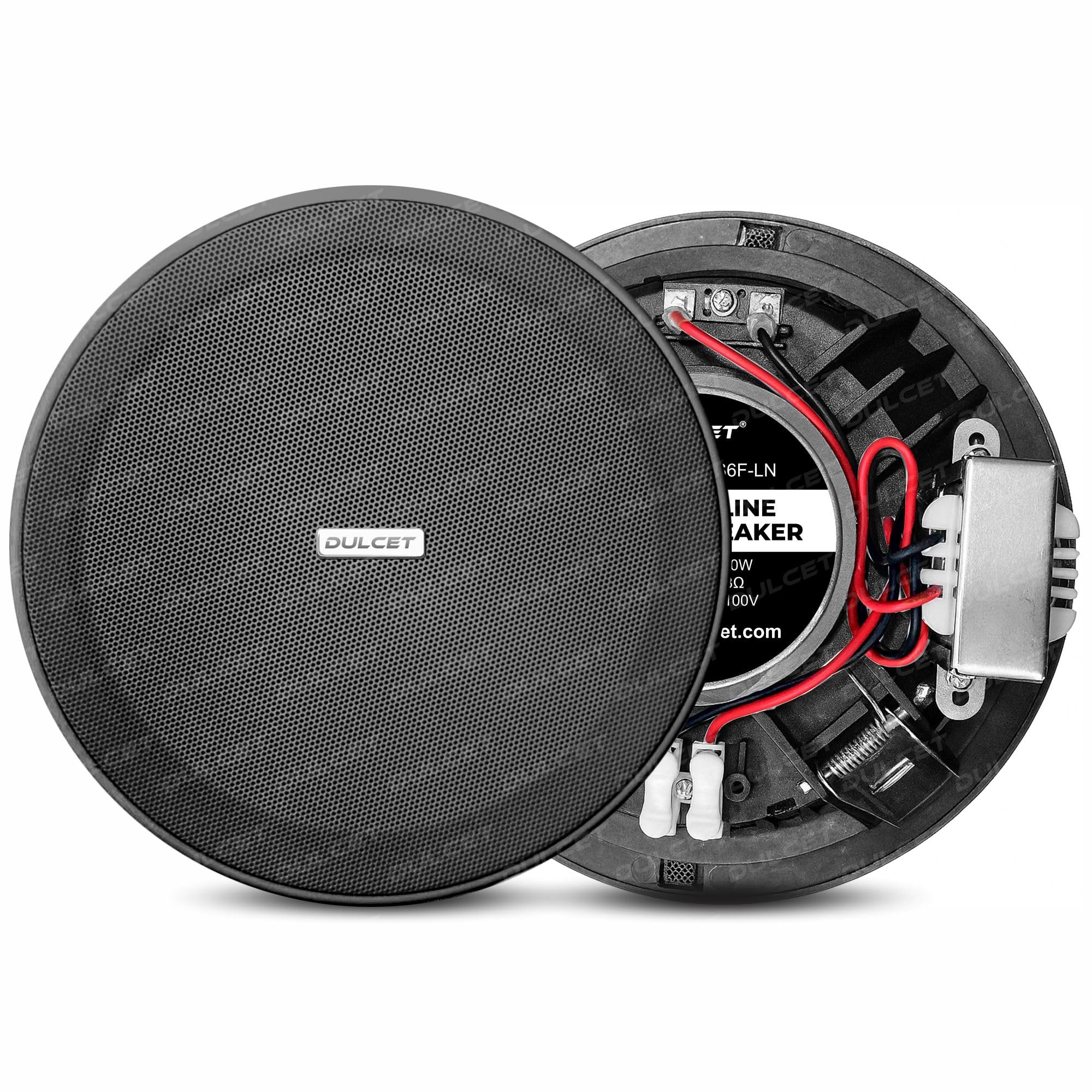 Dulcet DC-CS6F-LN 6.5 inch 10W Full Range 8ohms Frameless Line Ceiling Speaker with dedicated 100V Constant Supply input & Line Matching Transformer specifically for PA Amplifier with 100V line output