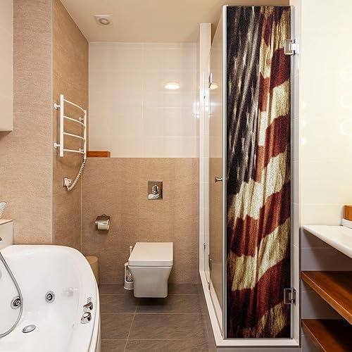 Miniatura 8 de Película decorativa de privacidad para ventana, diseño rústico antiguo, bandera estadounidense, estática, translúcida, adhesivos para ventana,