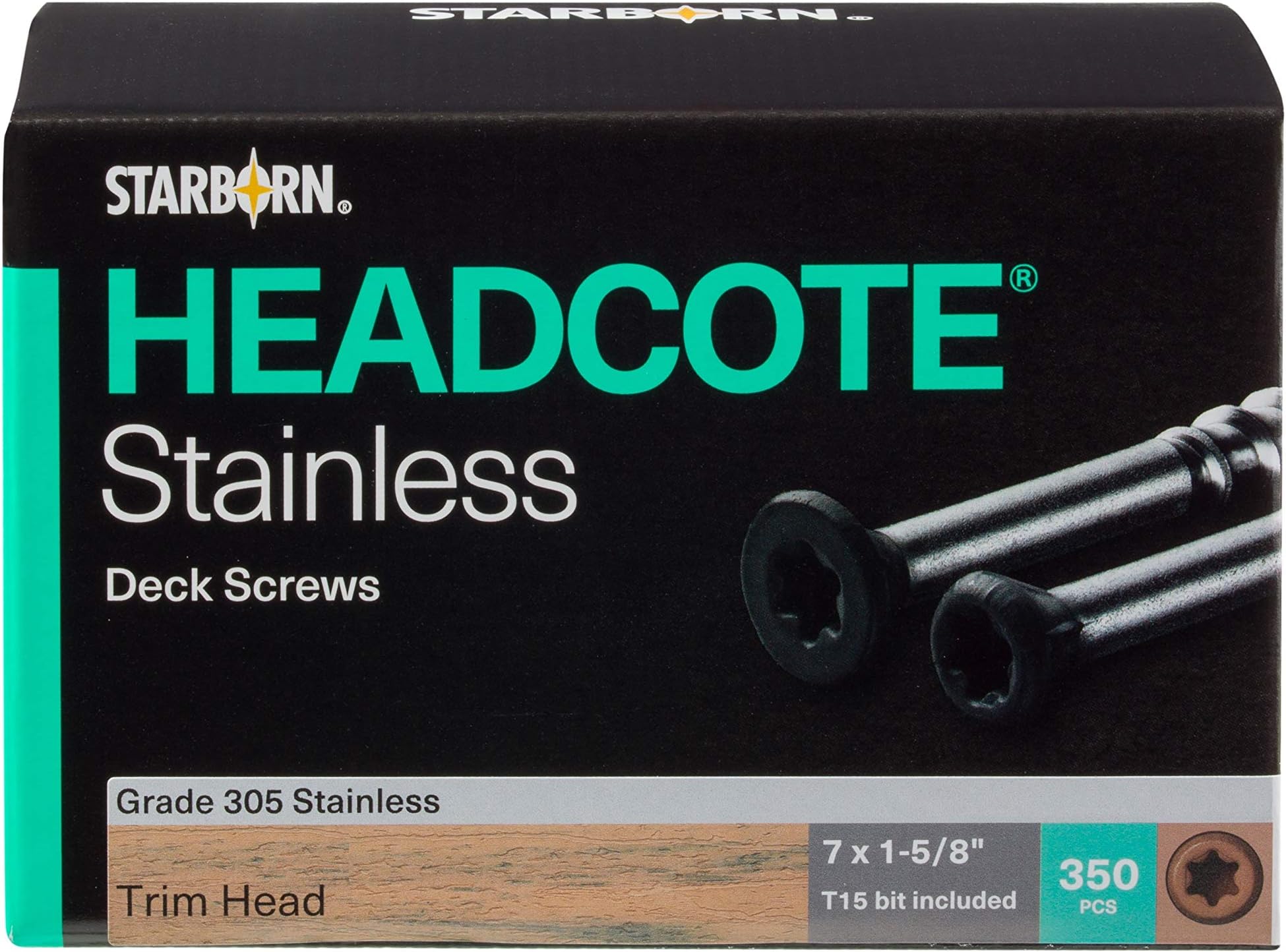 Headcote #7 x 1-5/8" - #81 Cedar - Stainless Steel Trim Head Deck Screws - 350 pc. Deck Pack for 100 Sq. Ft. of Decking - STX81T07162