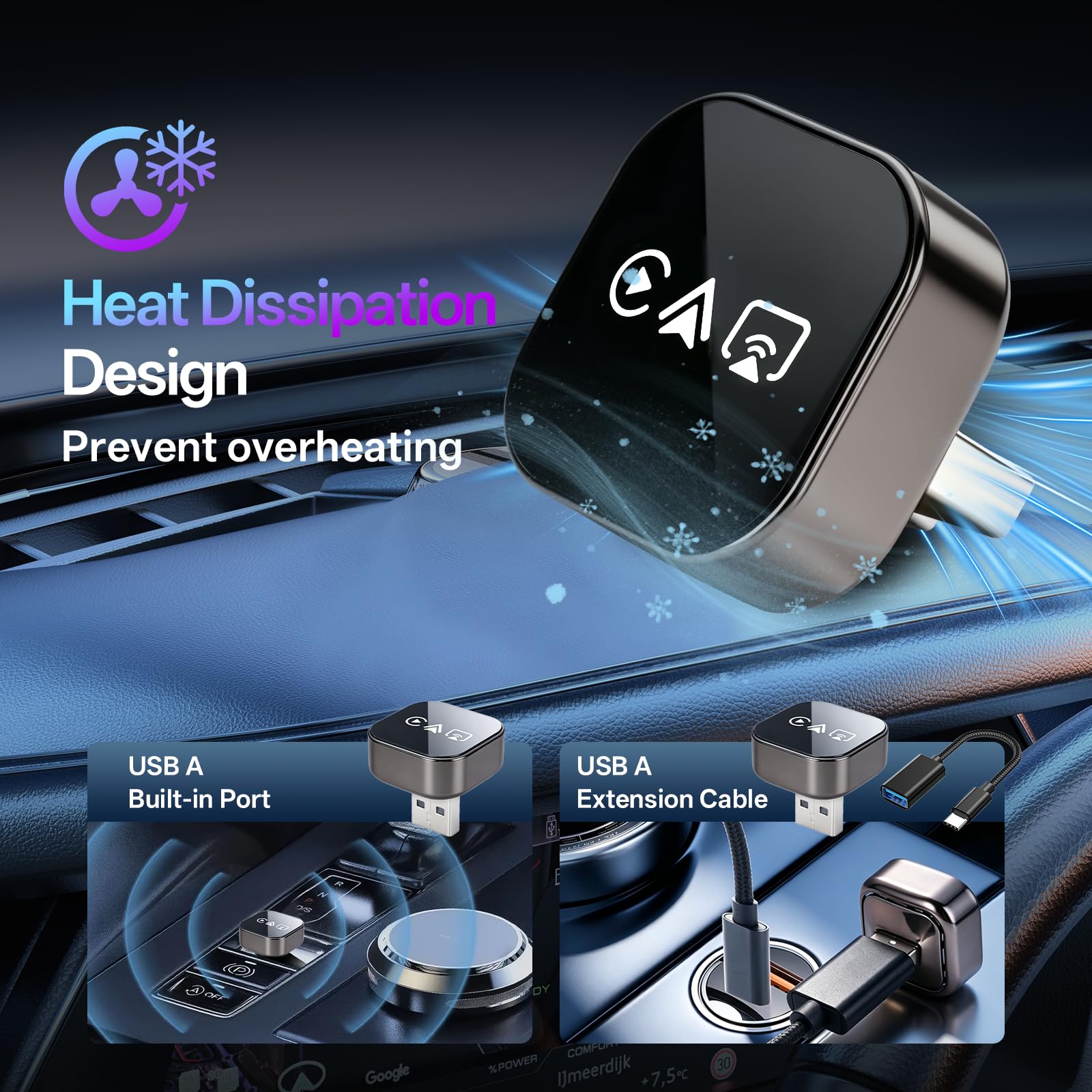 2026 4-in-1 Wireless CarPlay Adapter – Kabelgebunden zu Kabellos für CarPlay & Android Auto, 2.4+5.8GHz Dualband WiFi, mit MirrorLink & AirPlay Spiegelung, kompatibel für iPhone & Android, Schwarzweiß