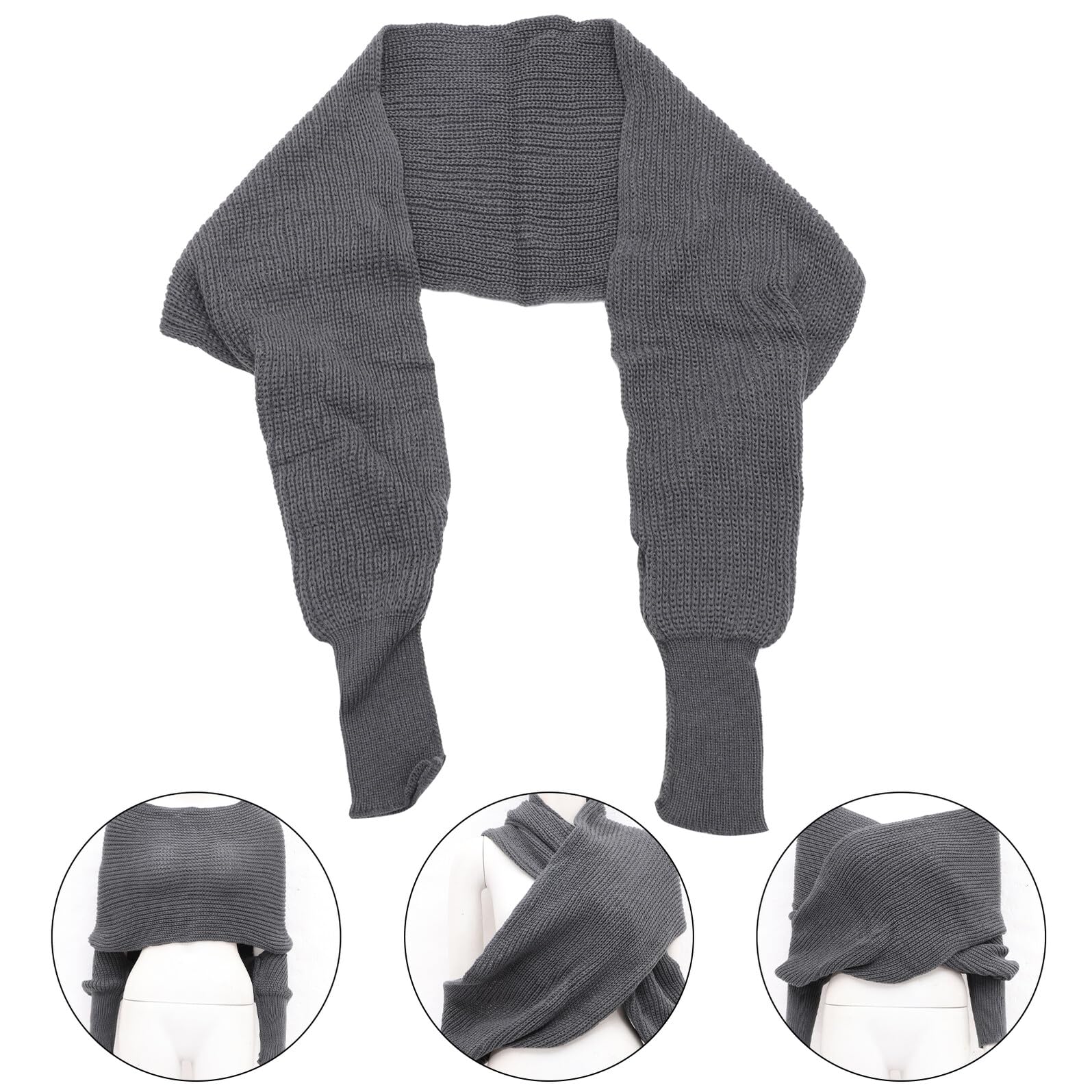 BESPORTBLE Bufanda Unisex con Mangas de Punto Chal Otoño Invierno Cálido Elegante y para Cuello y Brazos