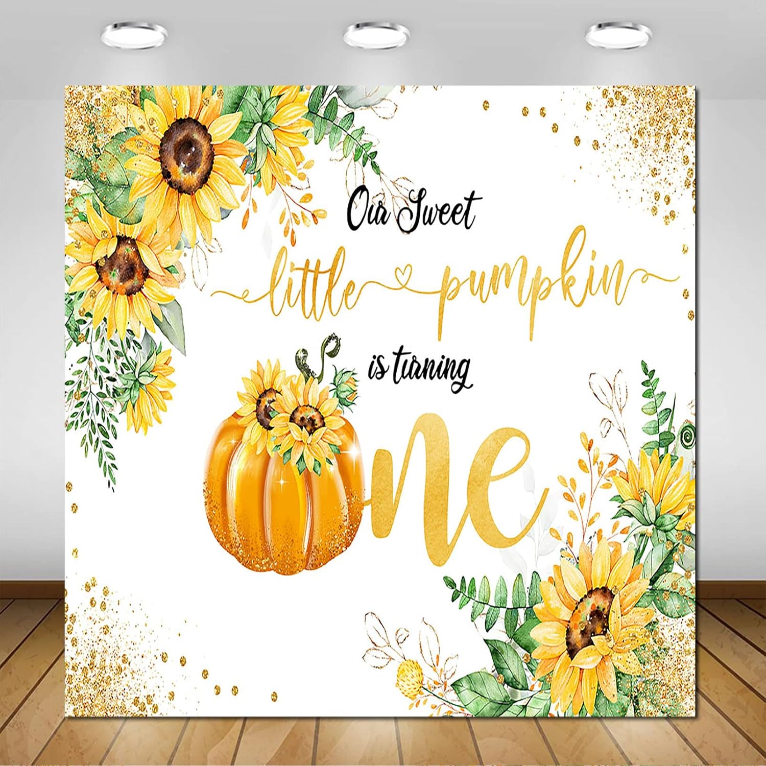Avezano Pumpkin 1st Birthday Backdrop Sunflower Little Pumpkin First Birthday Party Decorations Photoshoot Autumn Sunflower Fall Birthday Party Photography Background (7x5ft)