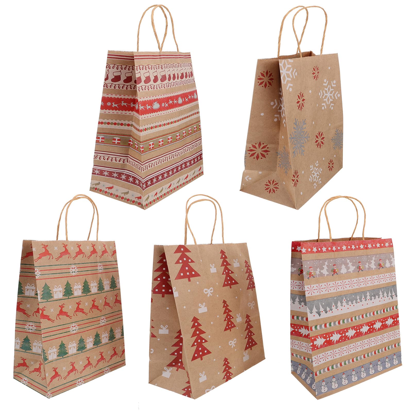 Mikinona 20pezzi Sacchetto di Carta Kraft per Caramelle Natalizie Sacchetti Regalo di Natale in Carta Kraft Sacchetti per Caramelle Natalizie Colore Casuale