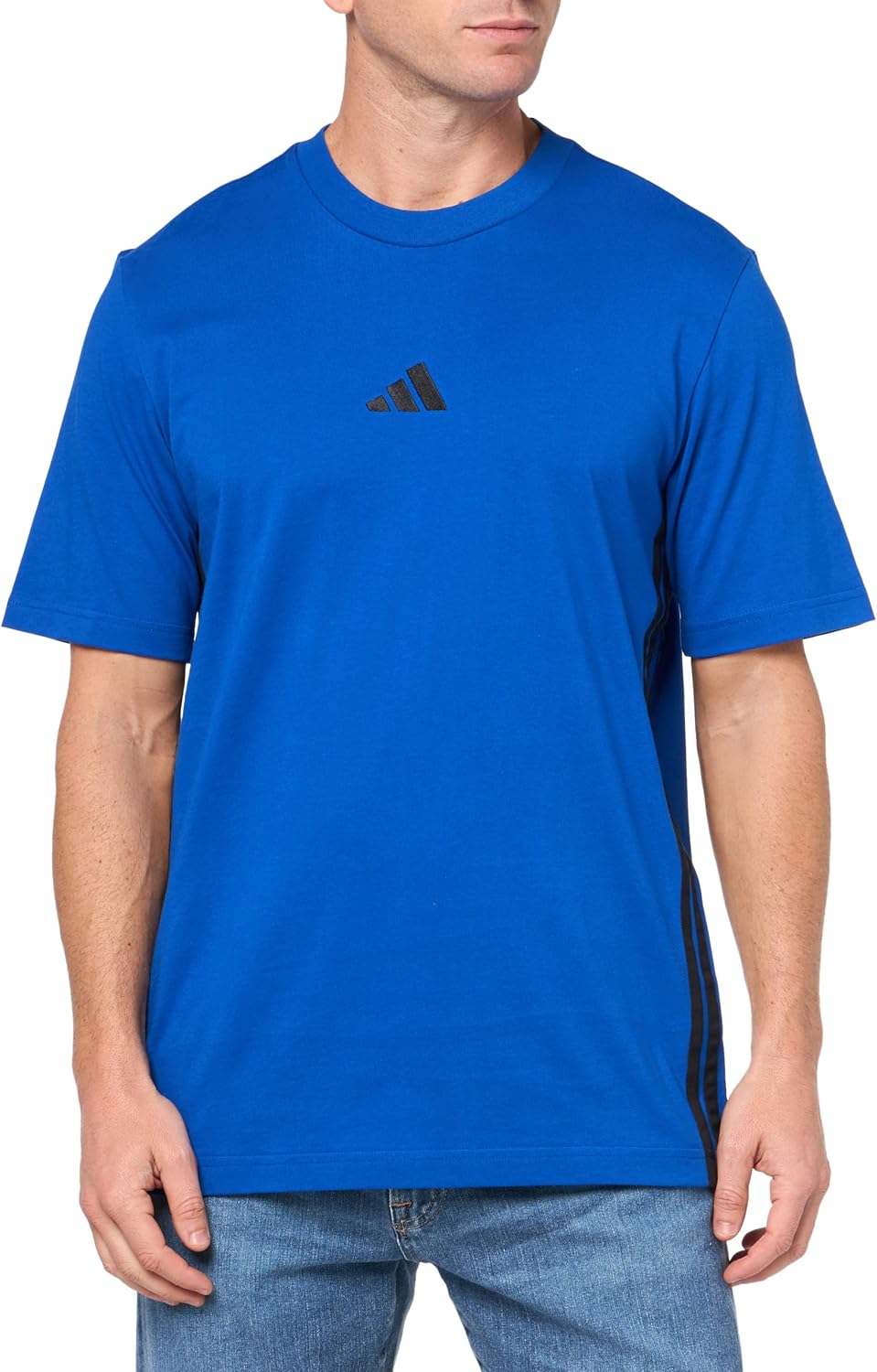 Adidas Mens Essentials Single Jersey 3-Stripes T-Shirt - Image 3