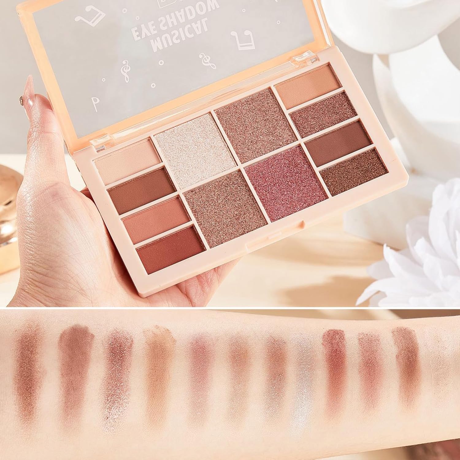 12 Colors Velvety Smooth Eyeshadow Palette, Red Brown Wine Nude Matte & Shimmer Eye Shadow Shades, Highly Pigmented Blendable Waterproof Long-Lasting Glam Eye Makeup Palette for Women, 02# 12 Colors Velvety Smooth Eyeshadow Palette, Red Brown Wine Nude Matte & Shimmer Eye Shadow Shades, Highly Pigmented Blendable Waterproof Long-Lasting Glam Eye Makeup Palette for Women, 02#