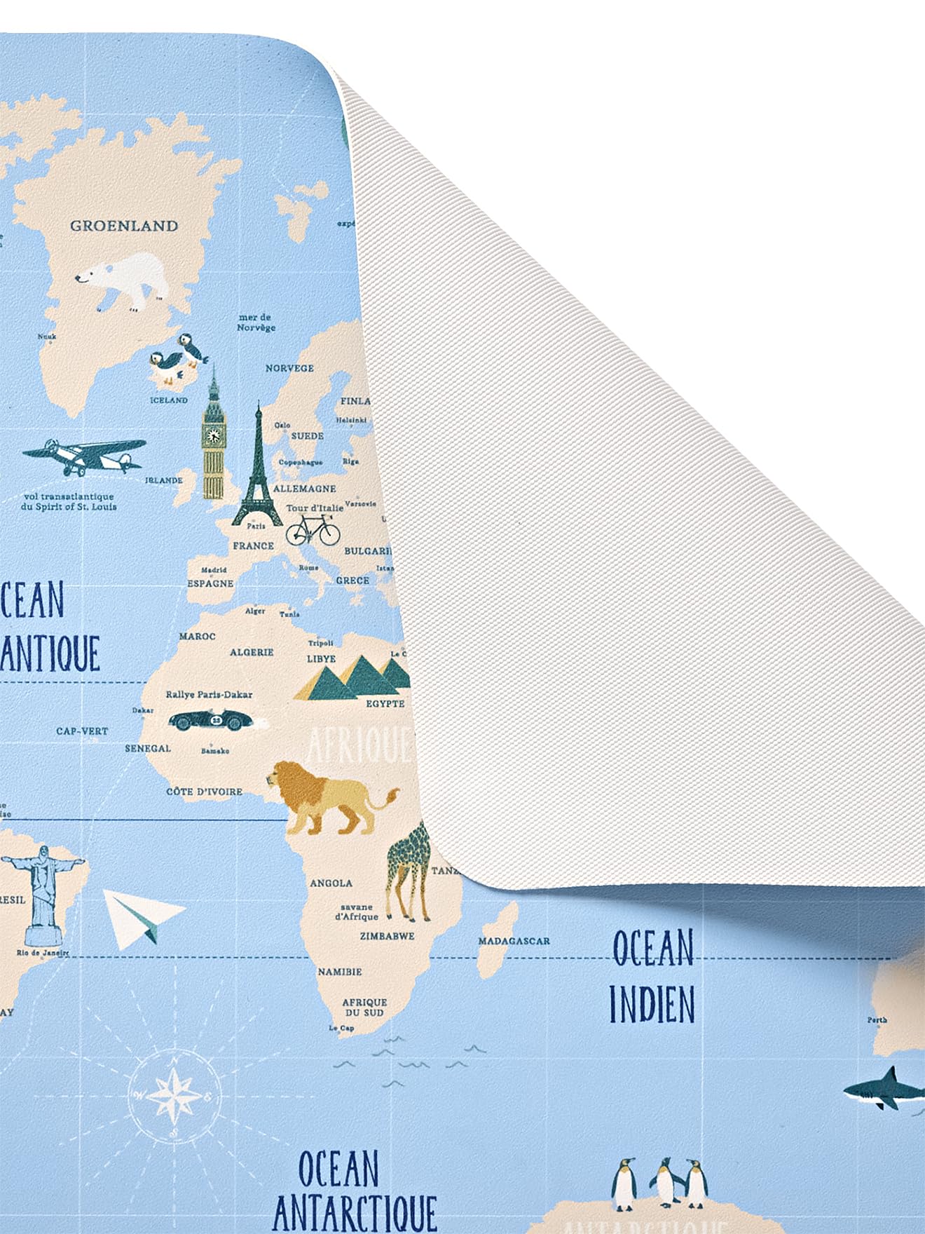 VERTBAUDET Sous Main Mappemonde bleu imprimé
