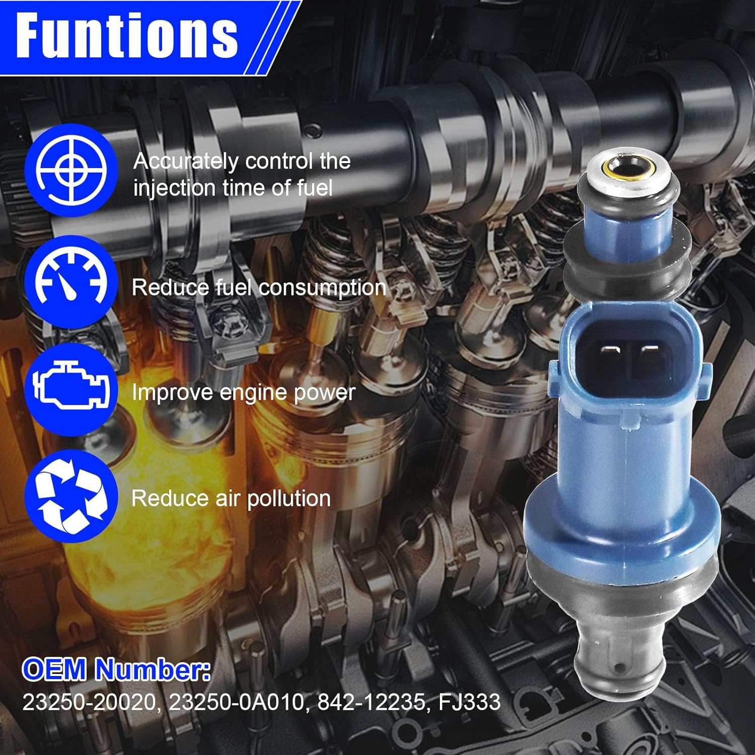 6PC Fuel Injectors Fits for Toyota: for Avalon 1998-2004, for Camry 1998-2001, for Highlander 2001-2003, for Sienna 1998-2003; Fit for Lexus ES300 1997-2001, for RX300 1999-2003, FJ333, 23250-0A010