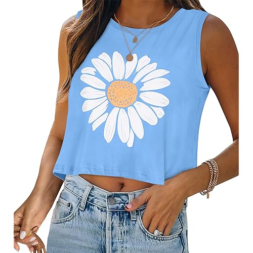 Crop Tops for Women Tank Summer Casual Sleeveless Loose Fit Basic Shirts