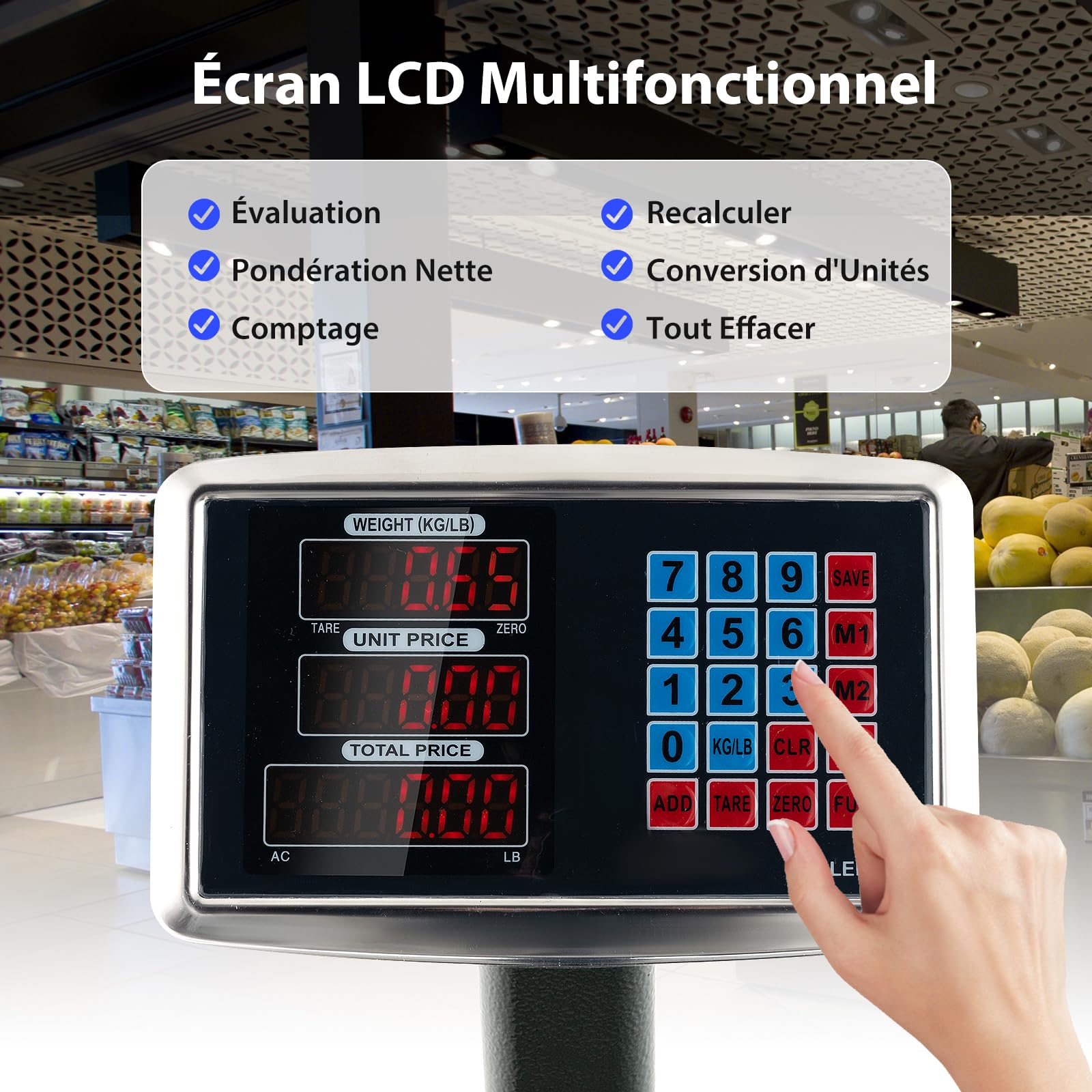 GOPLUS Balance à Plateforme Profesionnelle, Capacité 300Kg, Balance Electronique Pliable avec Calculateur de Prix, Conversion d'Unité LB/KG, Précision de 50G, pour Industrielle, Bagages (Argenté)