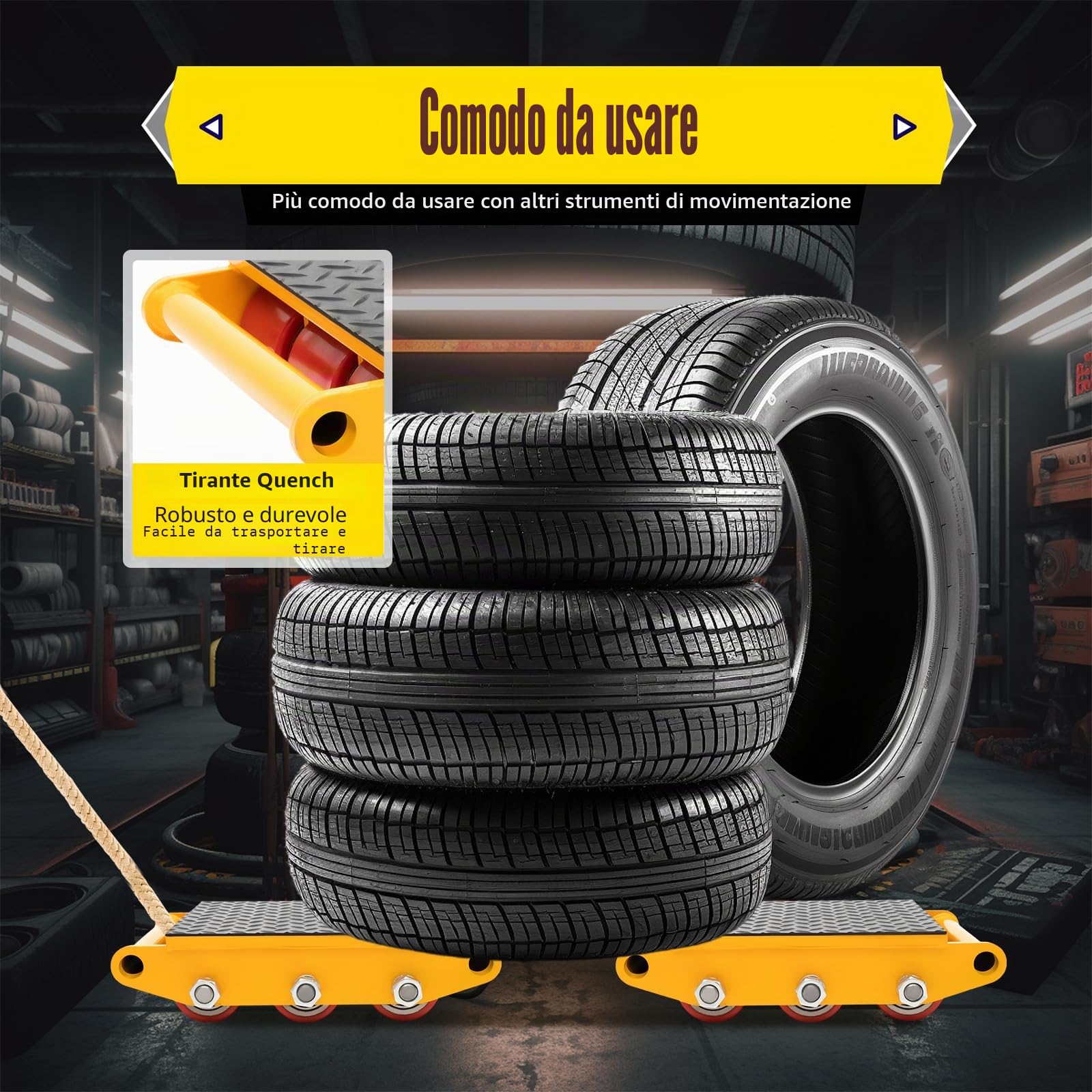 Ruota per carichi pesanti da 15 tonnellate gialla, macchina industriale per spostare attrezzature, ruote di trasporto per macchinari industriali, per mobili e dispositivi, rotazione a 360°