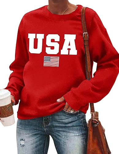 Sudadera de Estados Unidos para mujer, camiseta patriótica con diseño de bandera americana, diseño de estrellas y rayas, para el 4 de julio