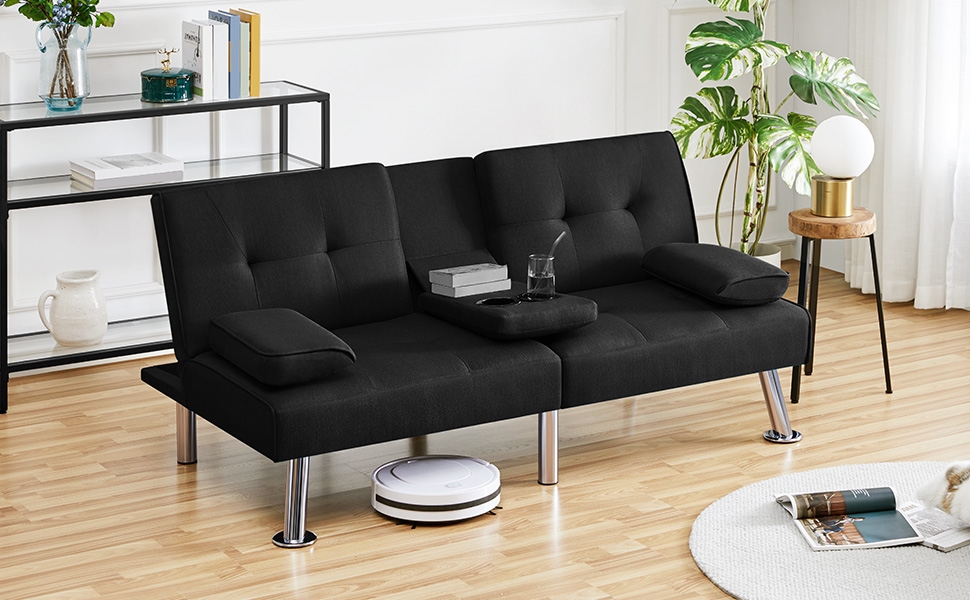 Amazon.com: Yaheetech Convertible Sofa Bed Adjustable Fabric Couch