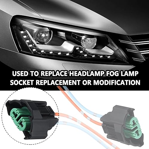 Miniatura 4 de 2 conectores de faros delanteros H8H11 con cable de 4 pulgadas, adaptadores femeninos, arnés de luces antinieblaarnés de cableado de faros