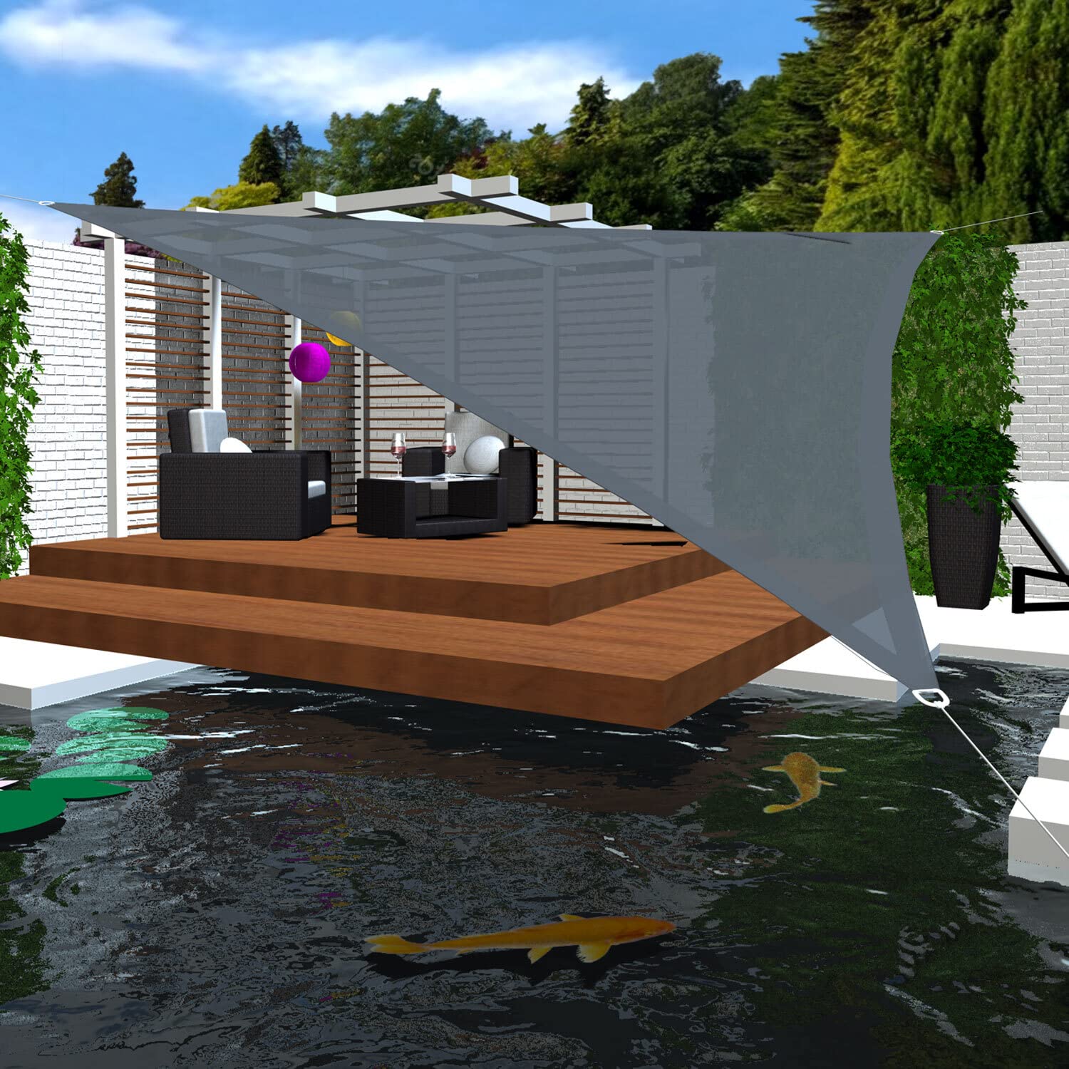 AMANKA Toldo Vela Triangular 8x8x8 m - 90% Protección UV - Toldo Permeable para Exterior - Tela Toldo Sombra - Toldo para Pergola - Tela Solar Exterior Lona Camping Sombra Toldos de Piscinas Toldo 8m