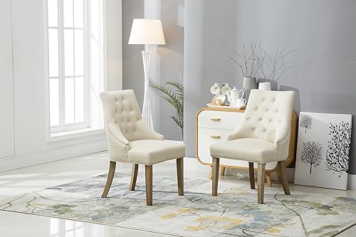 Miniatura 11 de Juego de sillas Roundhill Furniture, 2 sillas de madera maciza, sillón orejero con cabezas de clavos Carbón,Blanco,