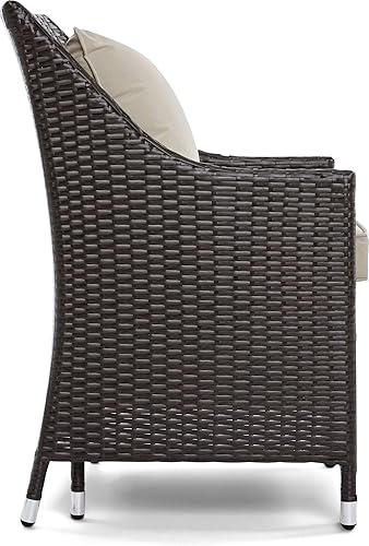 Miniatura 14 de Serta Laguna - Colección de muebles de mimbre de resina marrón para exteriores, fácil montaje, porche o piscina, 5 piezas de mimbre marrón no