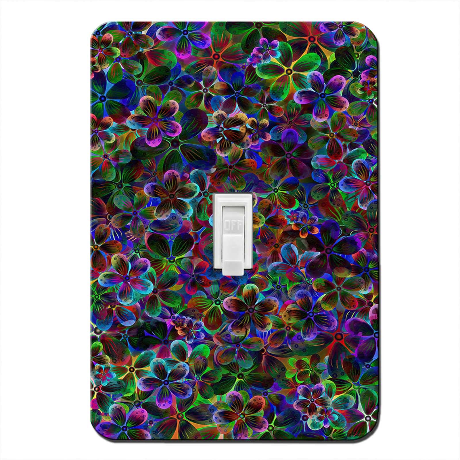 Decorative Switch Plate Covers - Single Light Switch Cover - with Colormatch Switch Plate Screws - Plumerias Design