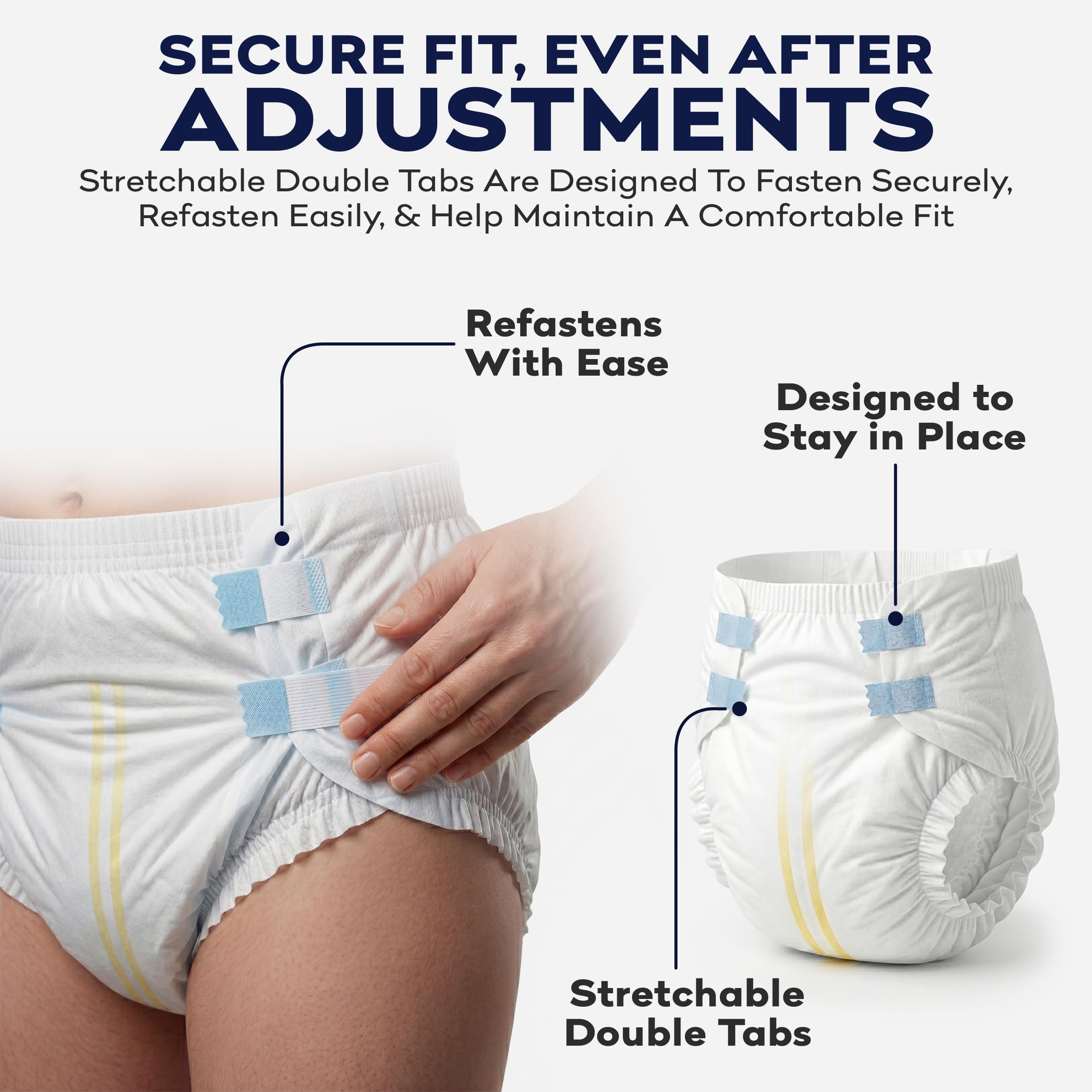 4-5XL Pañales para adultos para mujeres y hombres, 8 calzoncillos desechables bariátricos con pestañas y paneles laterales elásticos, 100% transpirables con máxima absorción