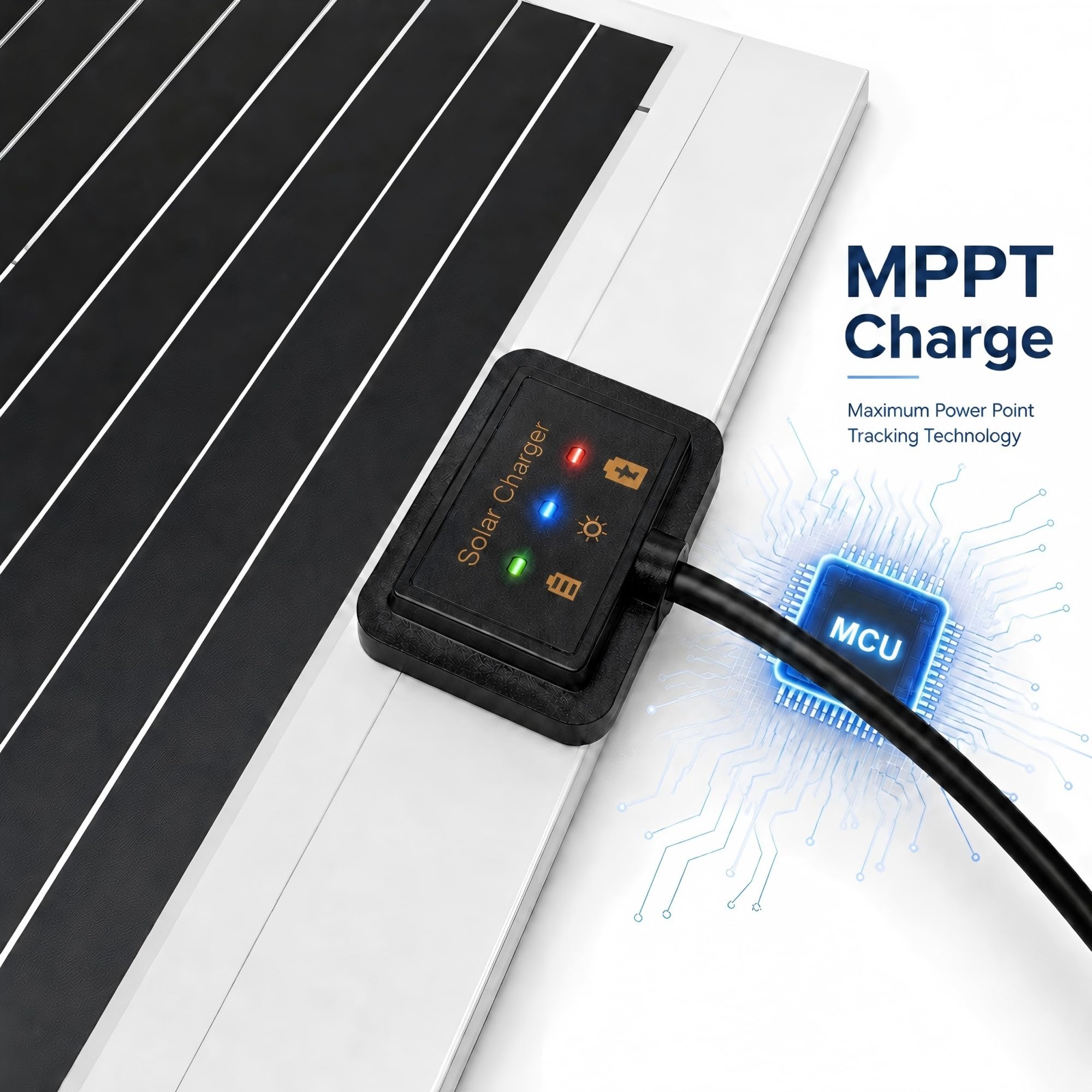 Batteria solare flessibile dello scarico del rimorchio della carica 12V del manutentore MPPT del caricatore 20W | Built-in MPPT regolatore di carica solare caricabatterie solare manutentore flessibile caricatore rimorchio pannello solare