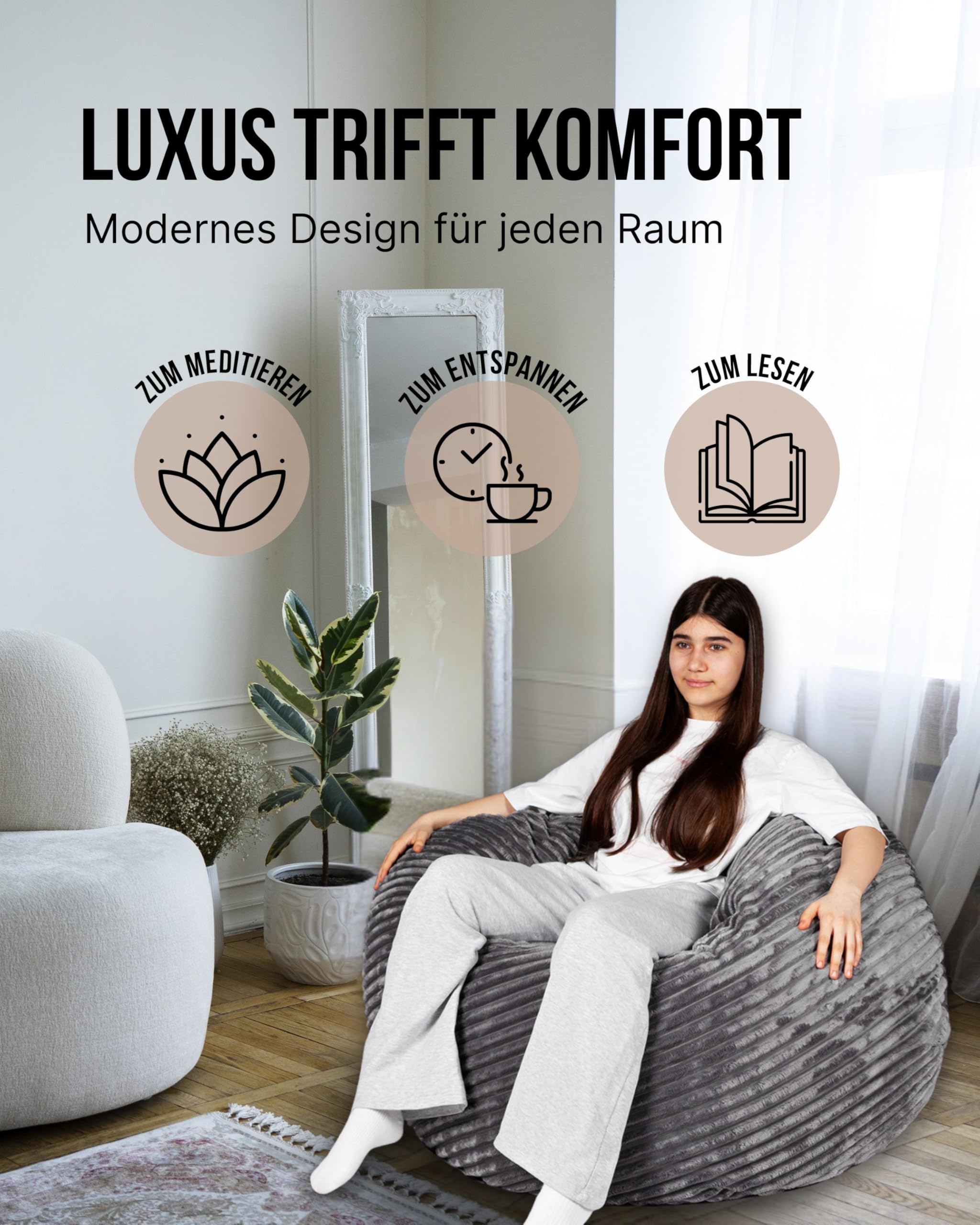 PATCH HOME 2-in-1 functie, zitzak, stoel, beanbag, zitzakken, gaming, met ritssluiting, al gevuld, 145 cm, geel