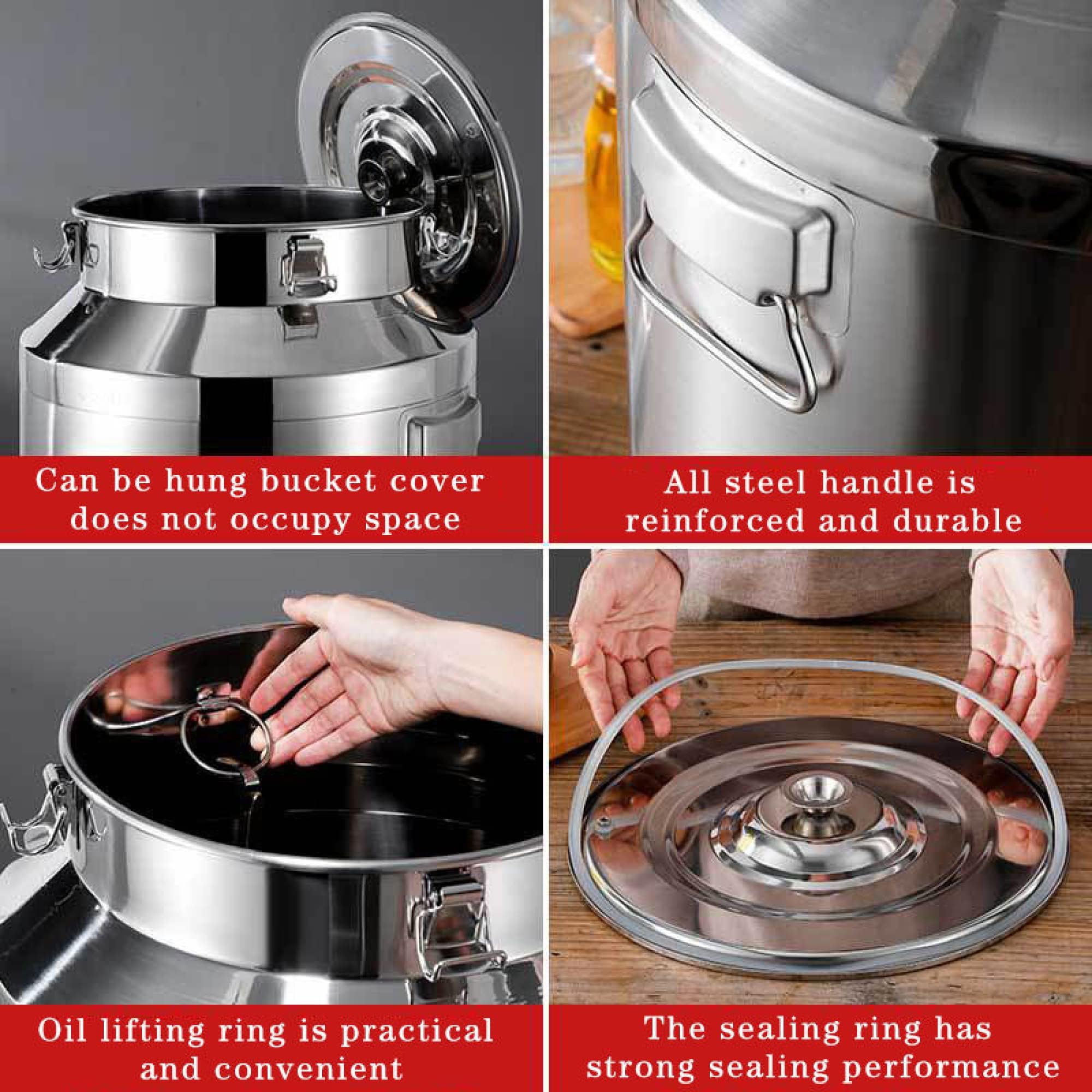 Lata de transporte de leche de acero inoxidable con llave de grifo – Contenedor de líquido para lácteos y bebidas, capacidad de 5L/9L/14L