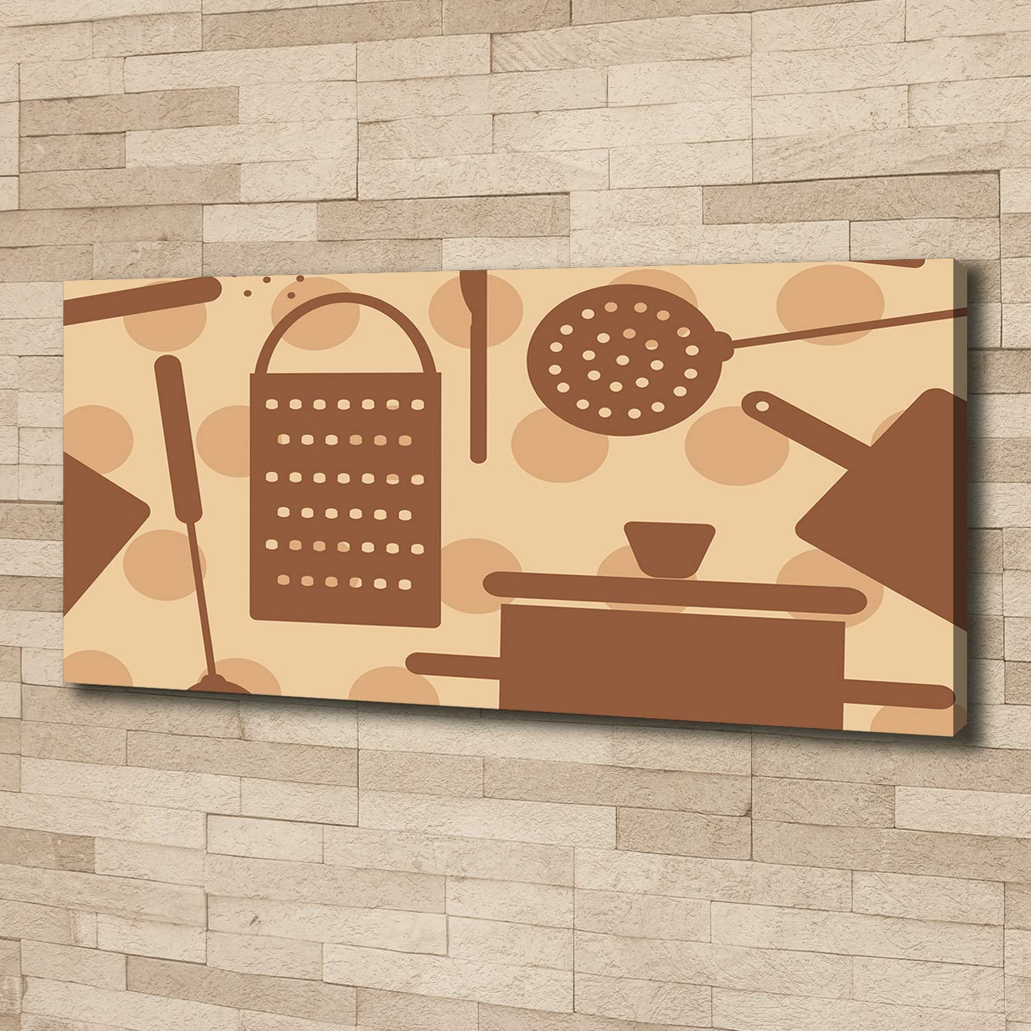 Tulup Tirages sur toile - art mural - tirages sur toile - thème d'image - 125x50 cm - Nourriture et boissons - Brun - Ustensiles De Cuisine