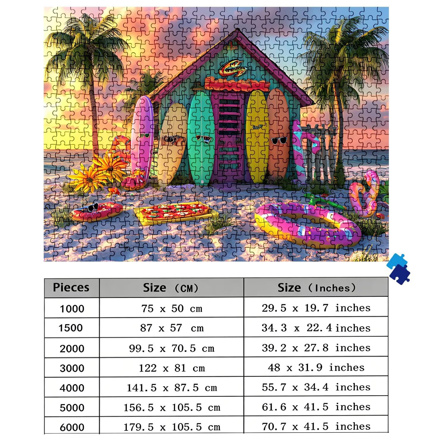 Playa Tabla Surf Puzzle 4000 Piezas Adultos, Rompecabezas con Letras en la Parte Posterior - Piezas Que Encajan Perfectamente, Reto de Concentración, Regalo para Mujer y Decor, 141.5 x 87.5 cm w0-778
