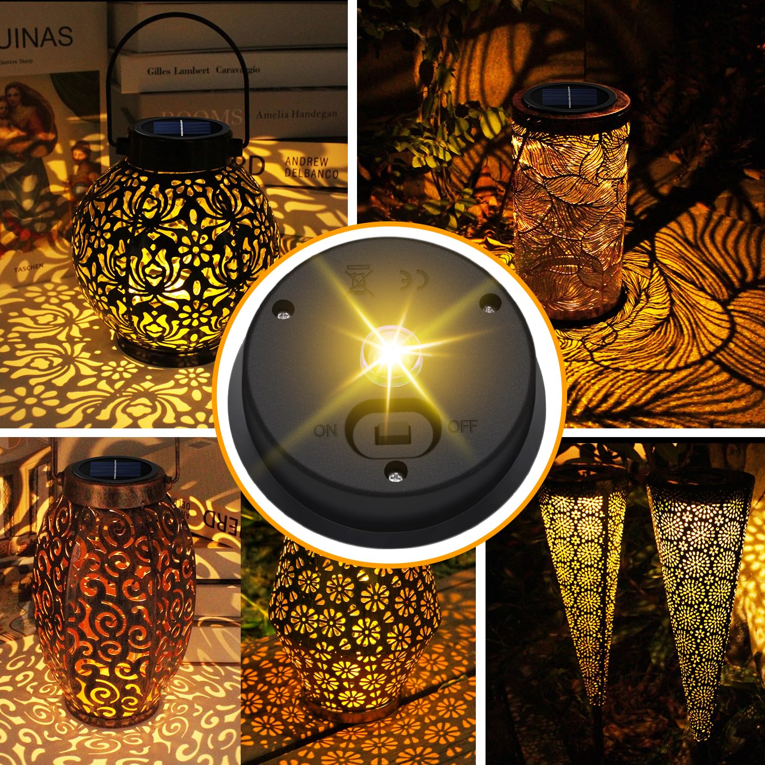 Ersatz-Solarleuchten (obere Größe 8,1 cm, untere Größe 7,4 cm), 7 Lumen, warmweiße LED, wasserdichte Solarleuchte, Ersatz-Set für Outdoor-Laternen zum Aufhängen, 8 Stück