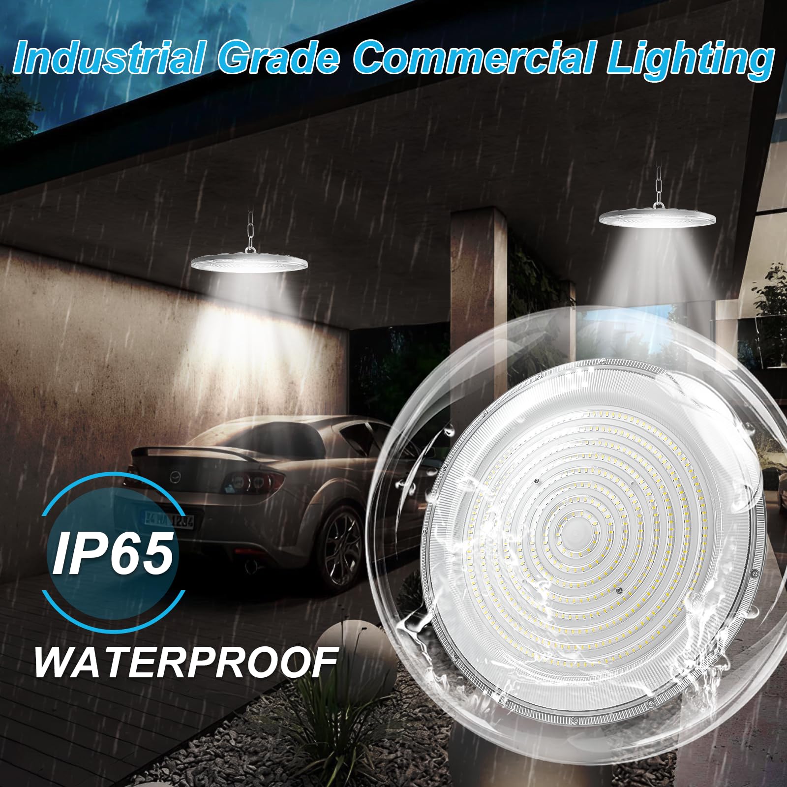 Faretto LED UFO 100W,10000LM Faretti LED Soffitto Lampadario Bianco Freddo 6500K,IP65 Impermeabile UFO Lampada Officina,Industriale Plafoniera High Bay per Garage,Magazzini,Fabbrica,Gym-4pcs