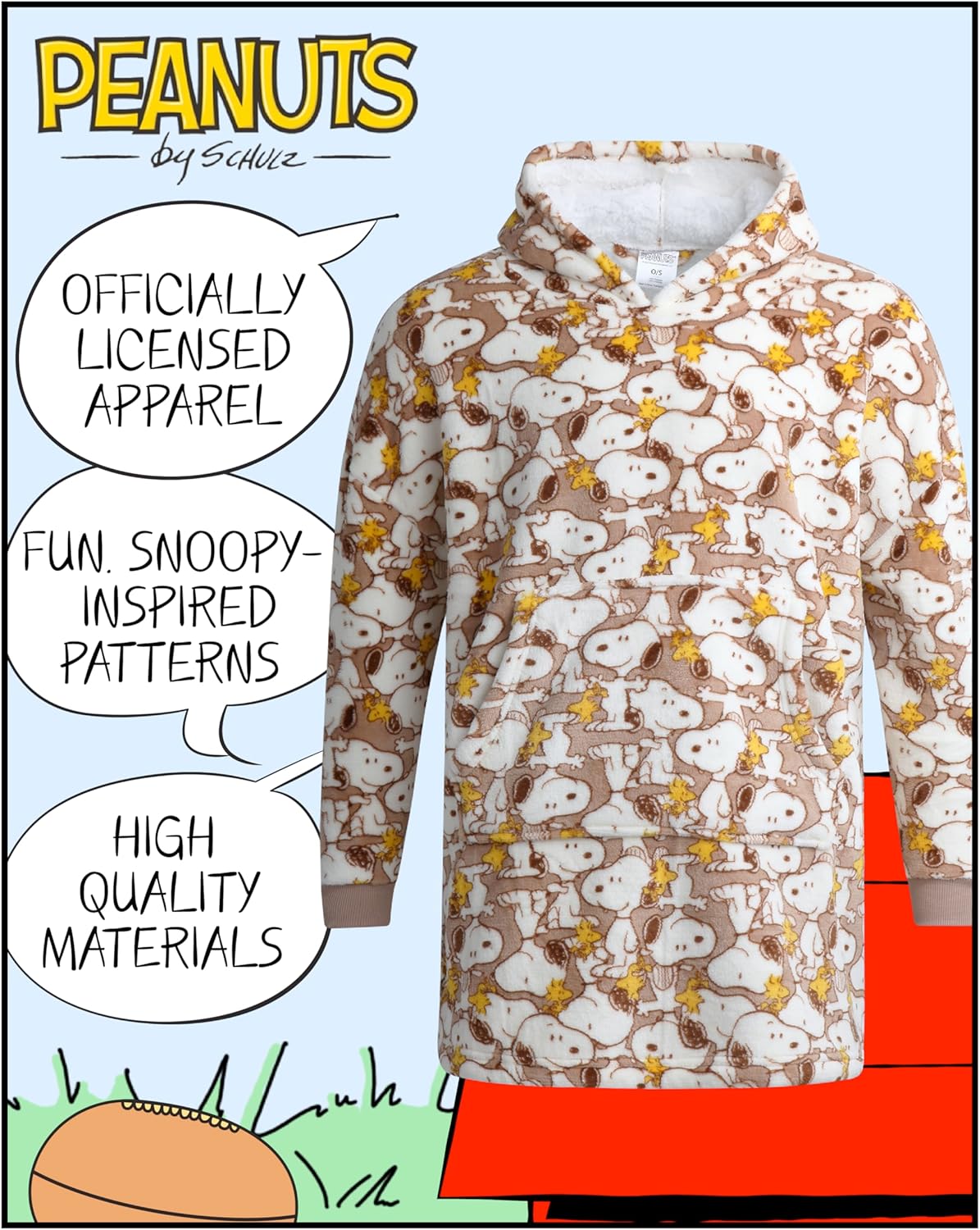 COCO BRANDS Unisex Blanket Hoodie - Strawberry Shortcake Peanuts Snoopy Cozy Plush Microfleece Hooded Blankets - Image 2