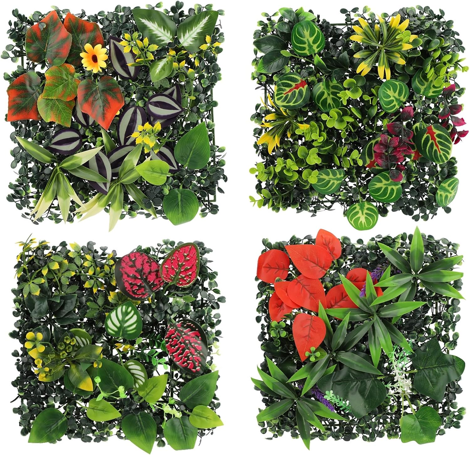 4 Pannelli Muro Vegetale Artificiale 25x25cm - Verde Verticale
