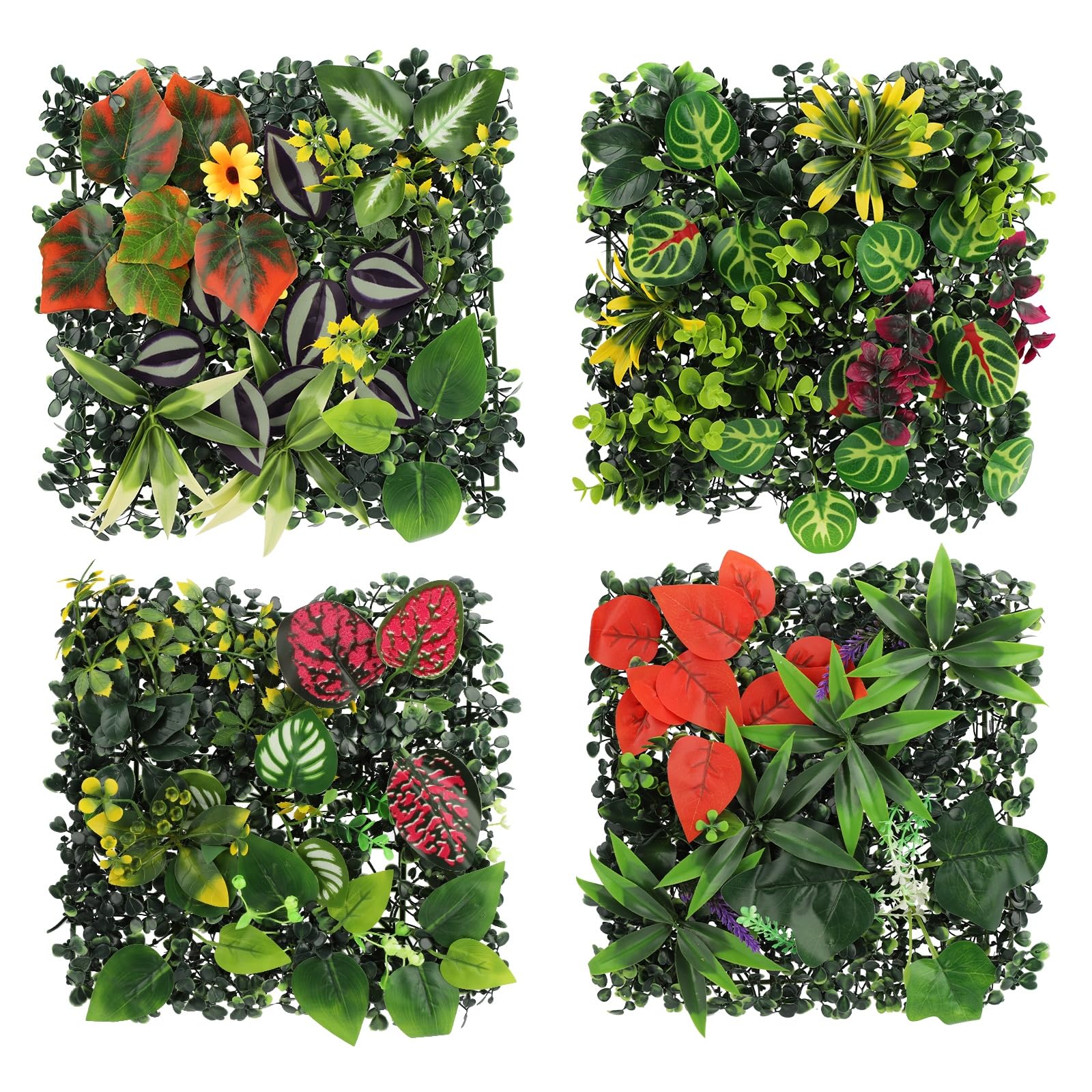 4Pcs Artificial Plant Flower Living Wall Panels ,Fence Privacy Screen