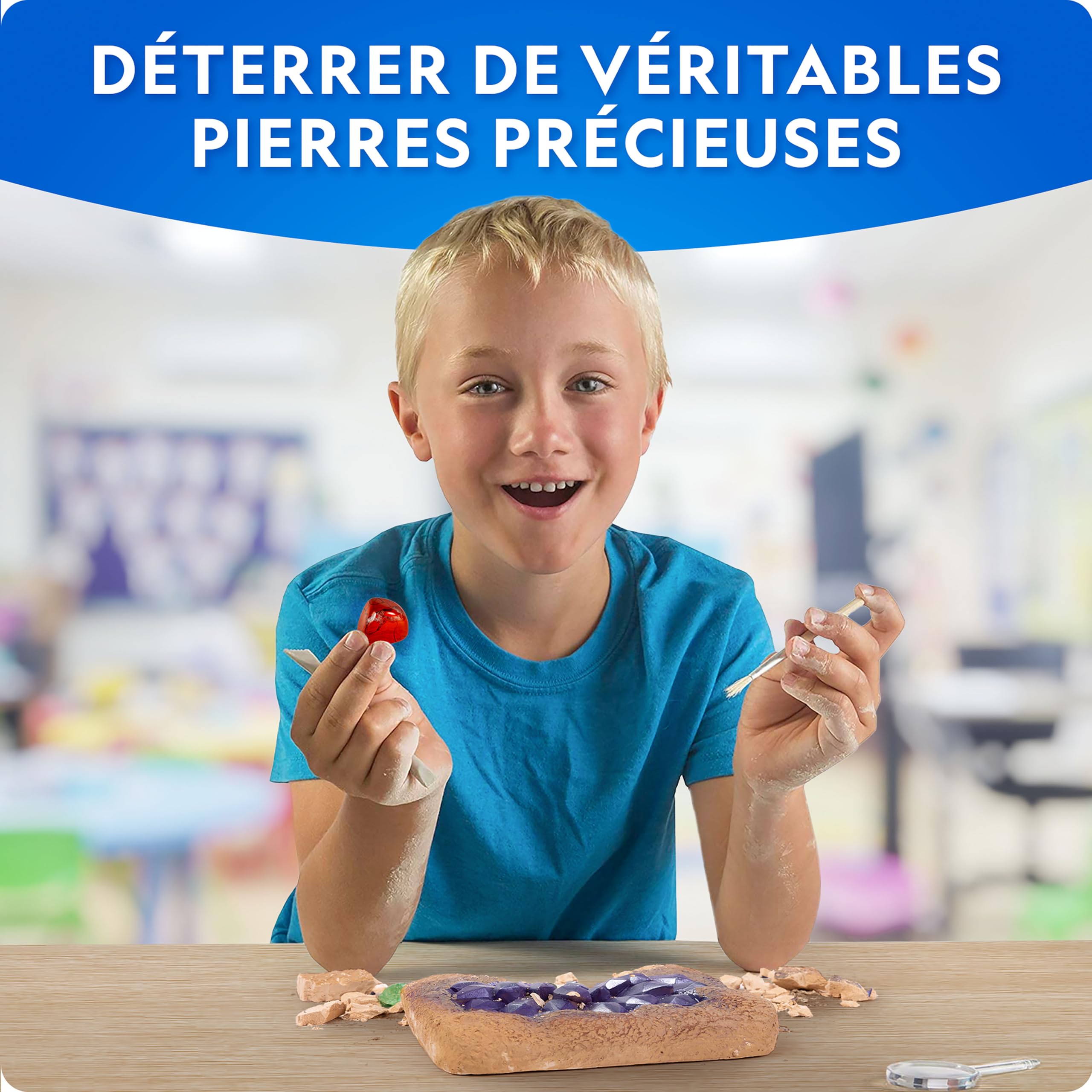 National Geographic Mega Kit d’Excavation de Gemmes – Kit de Fouille de Cristaux et Pierres Précieuses, Jeu Éducatif pour Enfants, Cadeau pour Filles et Garçons, Collection de Minéraux