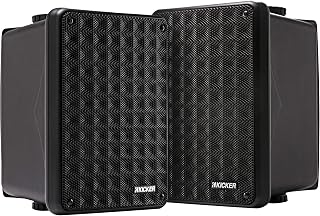 Kicker KB6B Pair Weatherproof Indoor/Outdoor Speakers - 6.5" Woofer, 2x5" Horn Tweeter for Patio, Garage, Poolside, Black